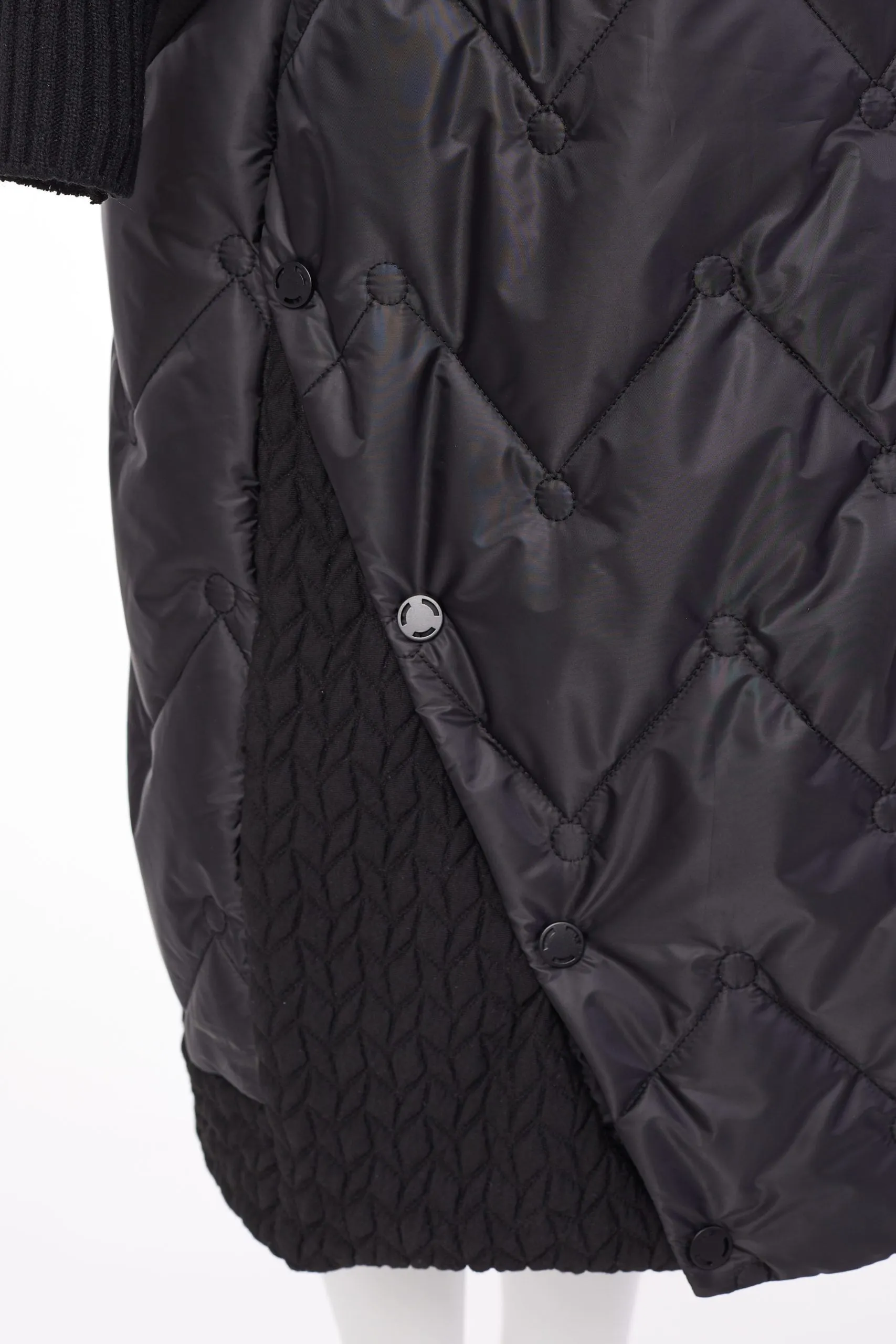 197- Naya Quilted Coat w/ Knit Cuff- Black