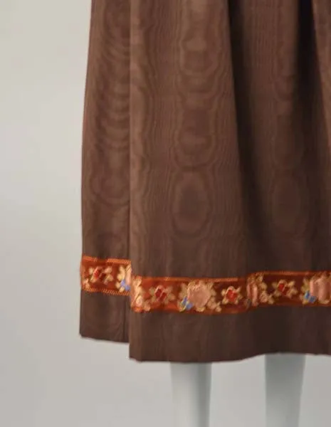 1970s Yves Saint Laurent Chocolate Moire Satin Fall Skirt