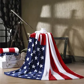 1pc Luxury American Flag Super Soft Flannel Bed Blanket - Machine-Washable Sofa Cover, Warm Plush Quilt, Cozy Toss Blanket for Bed, Sofa, Car Travel - Soft, Breathable, Lightweight, Easy Care