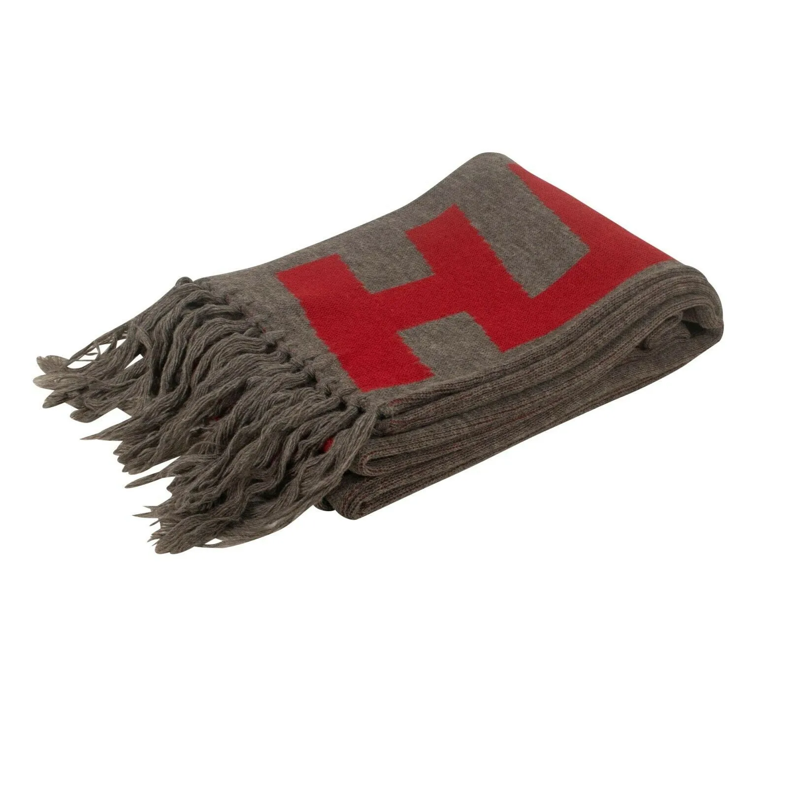 A-COLD-WALL* Gray And Red Intarsia Fringed Scarf