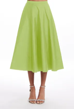 A-LINE TAFFETA MIDI SKIRT GREEN APPLE