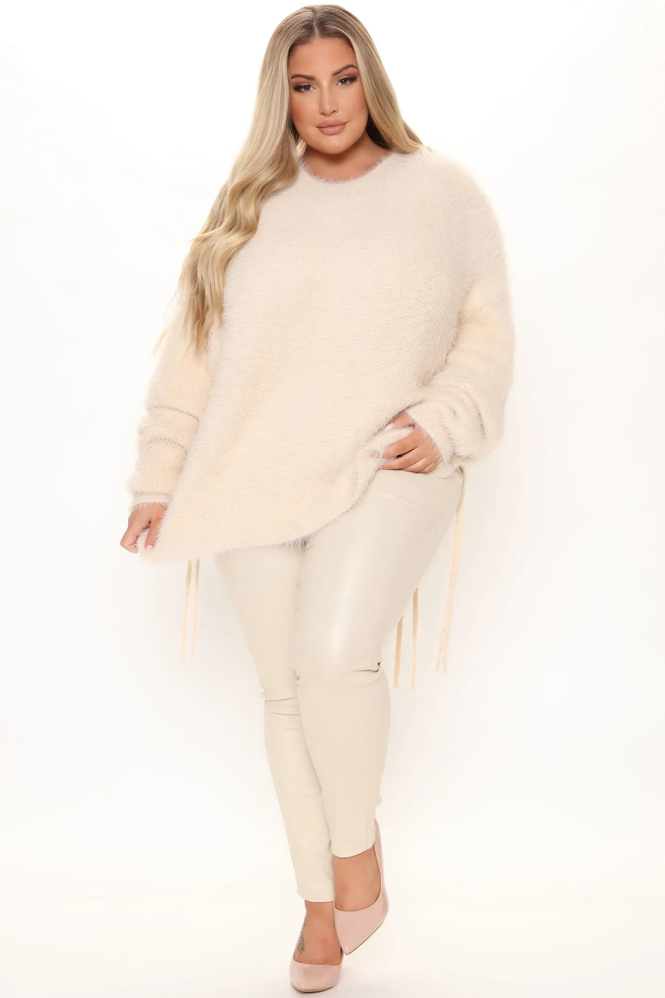 A Phone Call Away Fuzzy Sweater - Cream