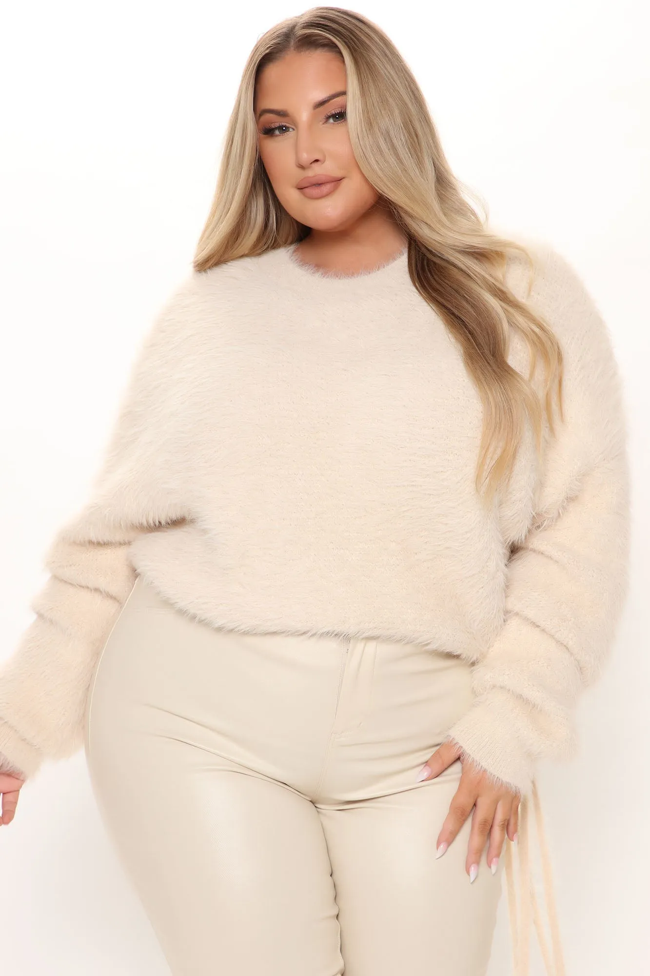 A Phone Call Away Fuzzy Sweater - Cream