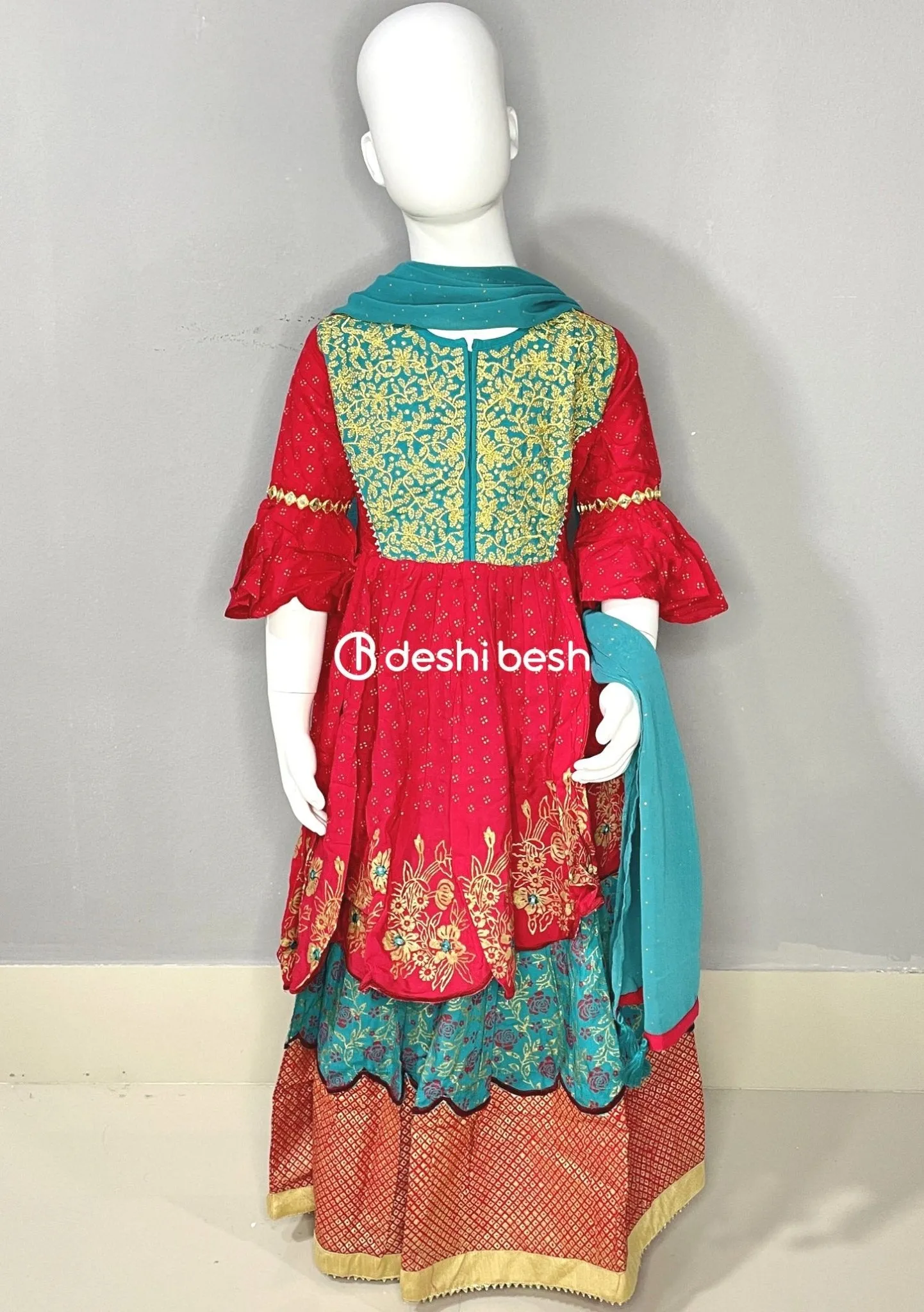 Aarong Printed Embroidered Linen Ghagra Choli