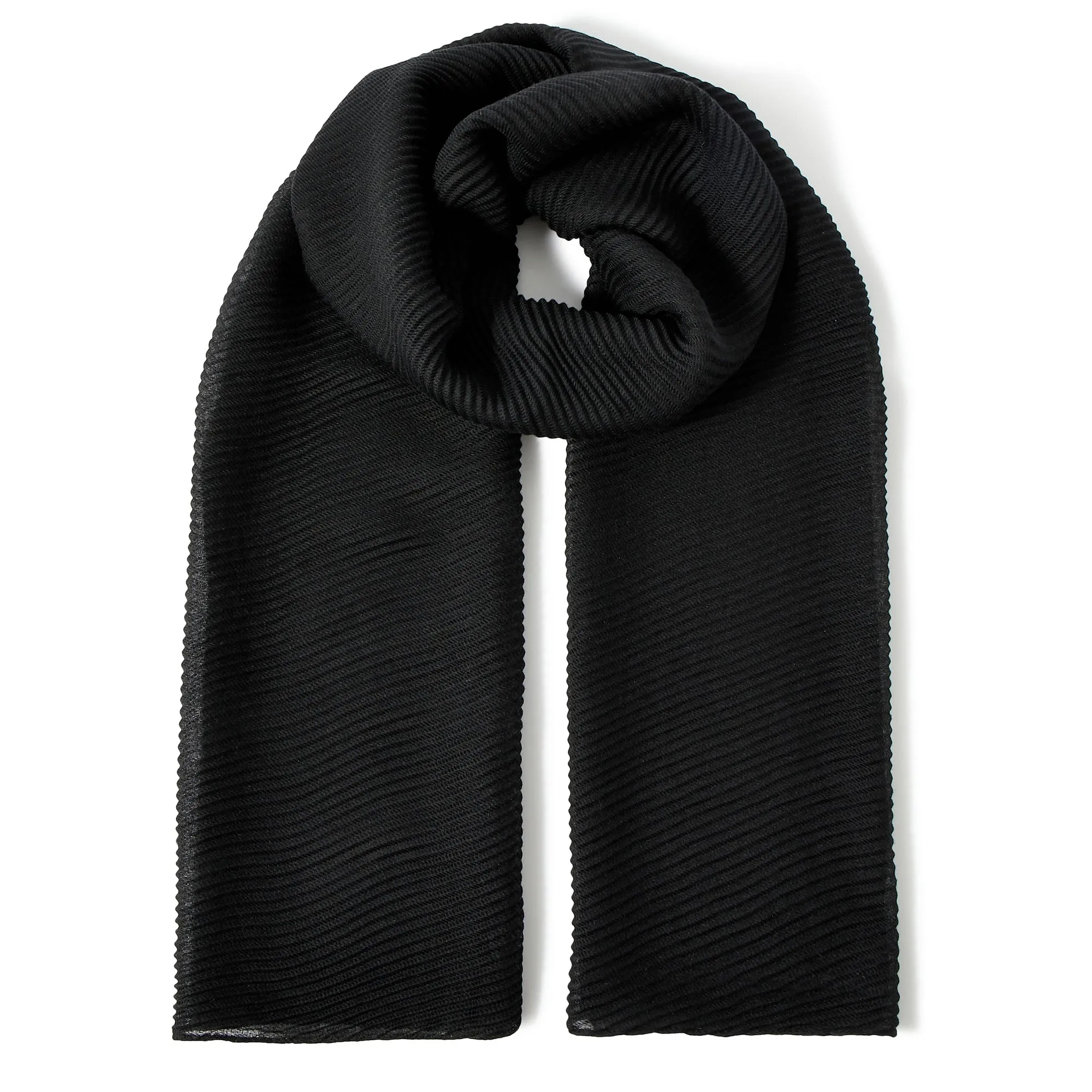 Accessorize London Women's Lightweight Pleat Scarf- Black