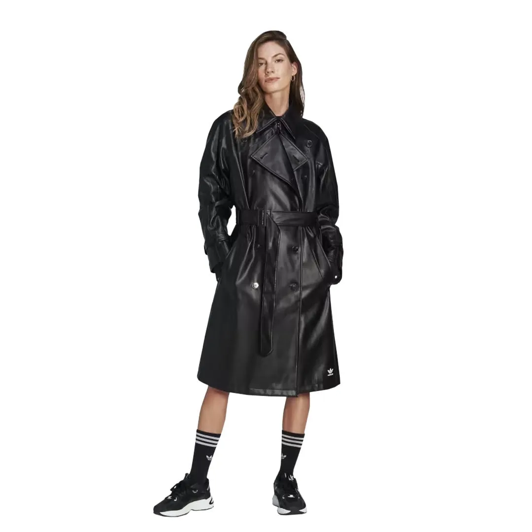 adidas - Women's Adicolor Trefoil Faux Leather Trench Coat (II6083)