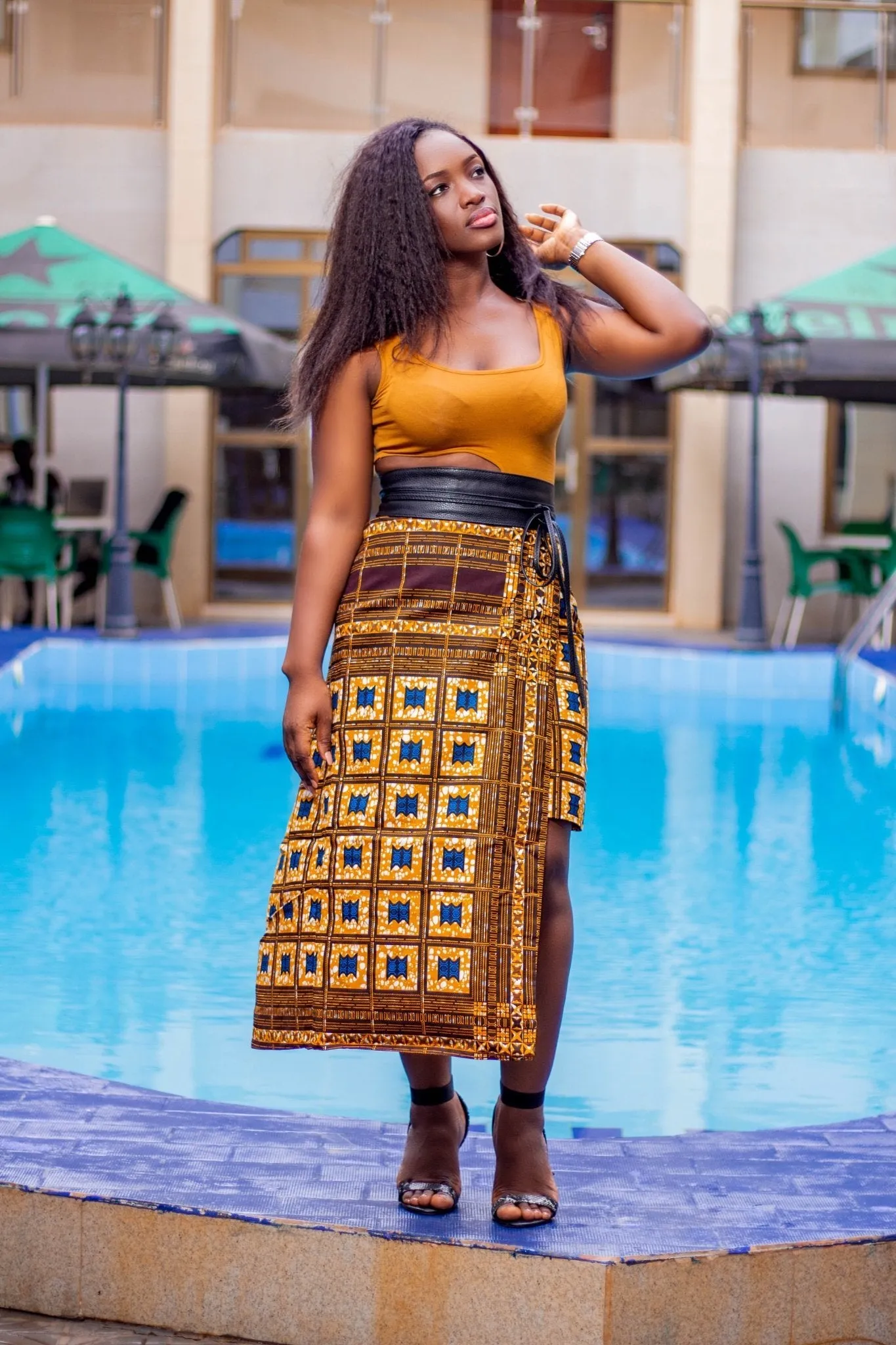 African Print Midi Skirt