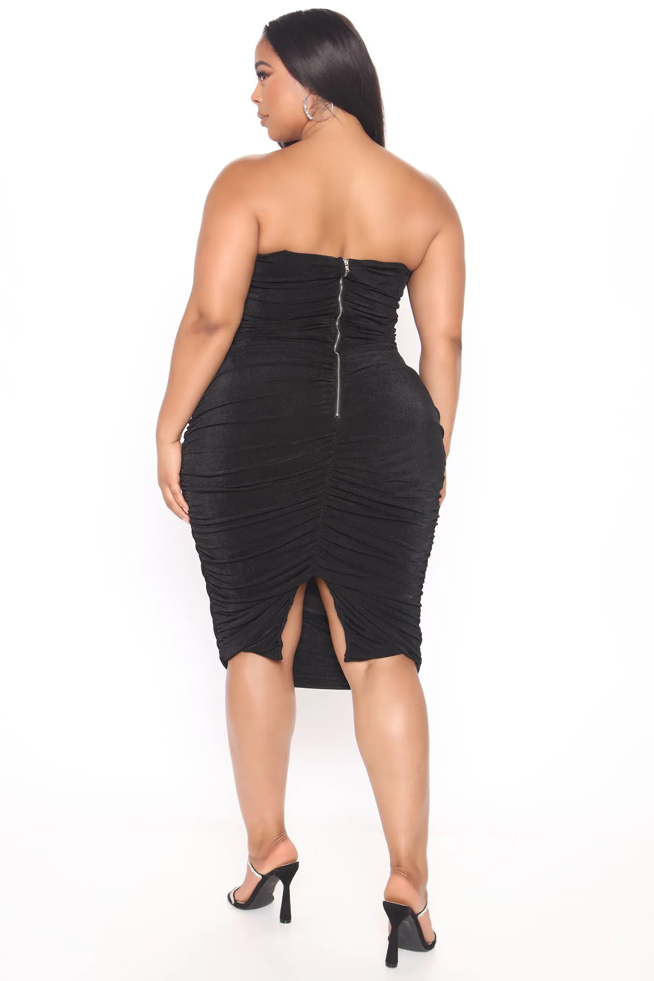 All Ruched And Ready Midi Dress - Black