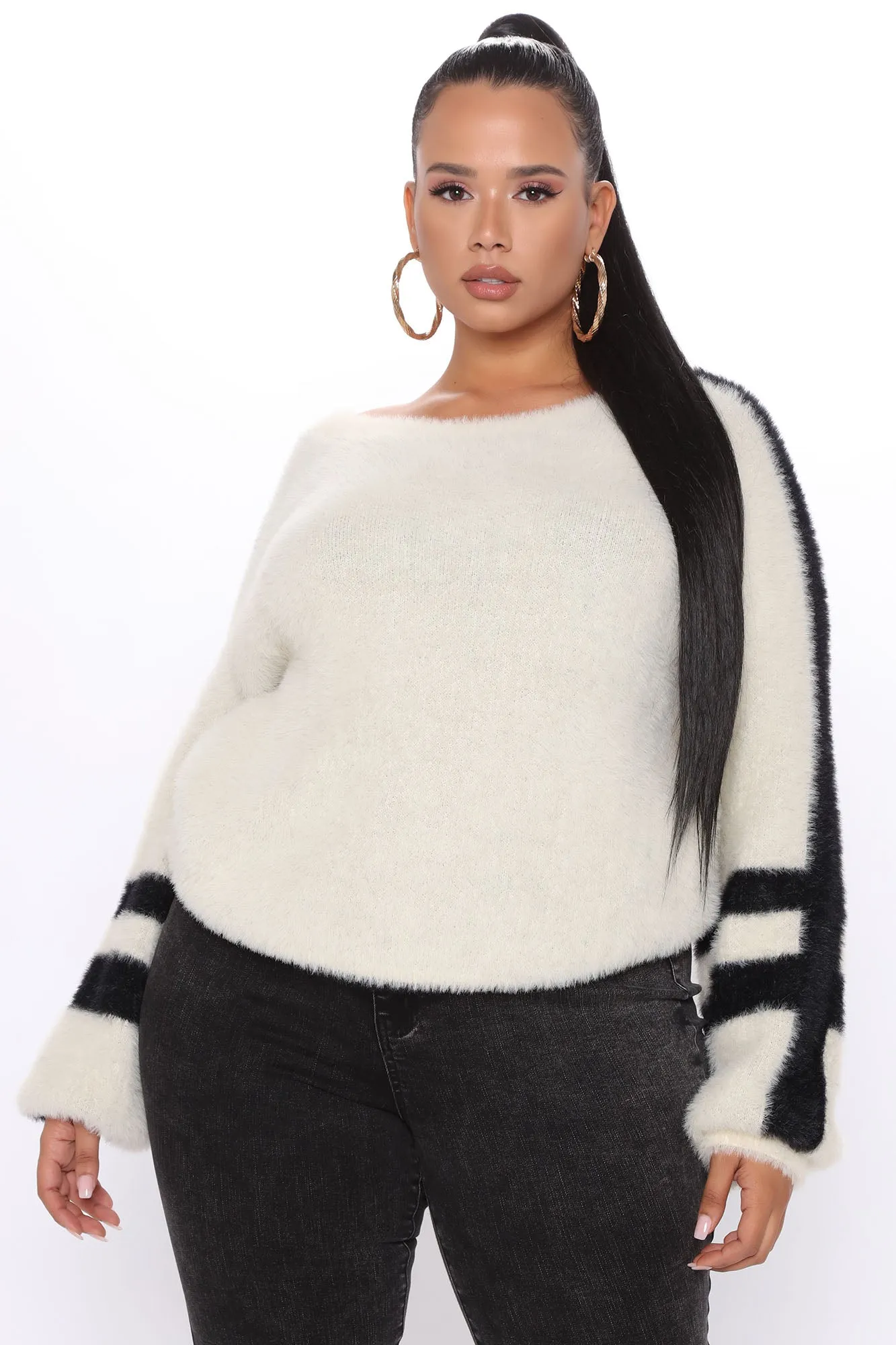 All Warm Inside Fuzzy Sweater - White/Combo