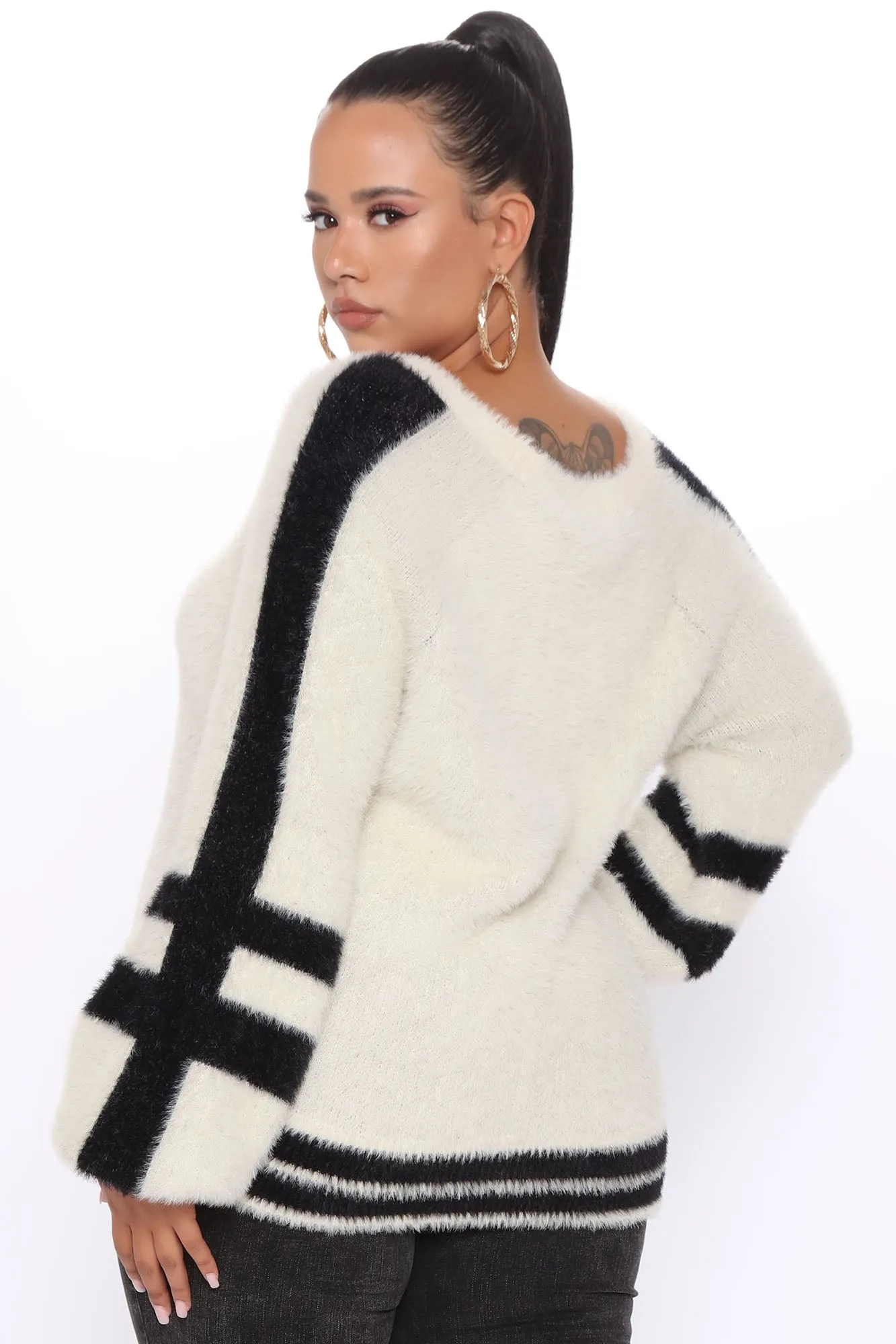 All Warm Inside Fuzzy Sweater - White/Combo