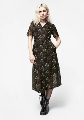 Amanita Chiffon Midi Shirt Dress