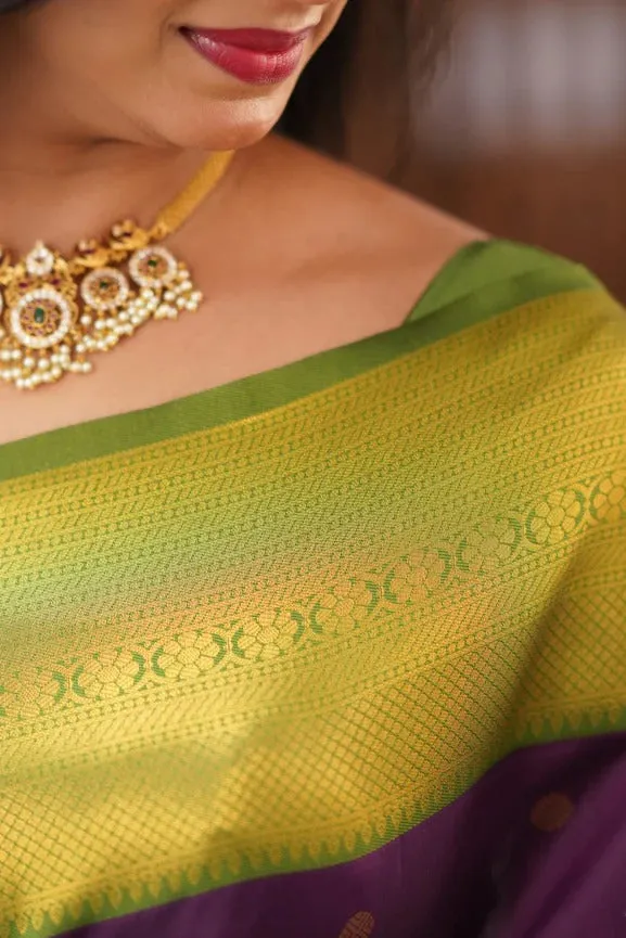 Amiable Purple Soft Silk Saree With Magnificat Blouse Piece