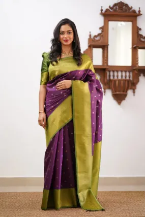 Amiable Purple Soft Silk Saree With Magnificat Blouse Piece