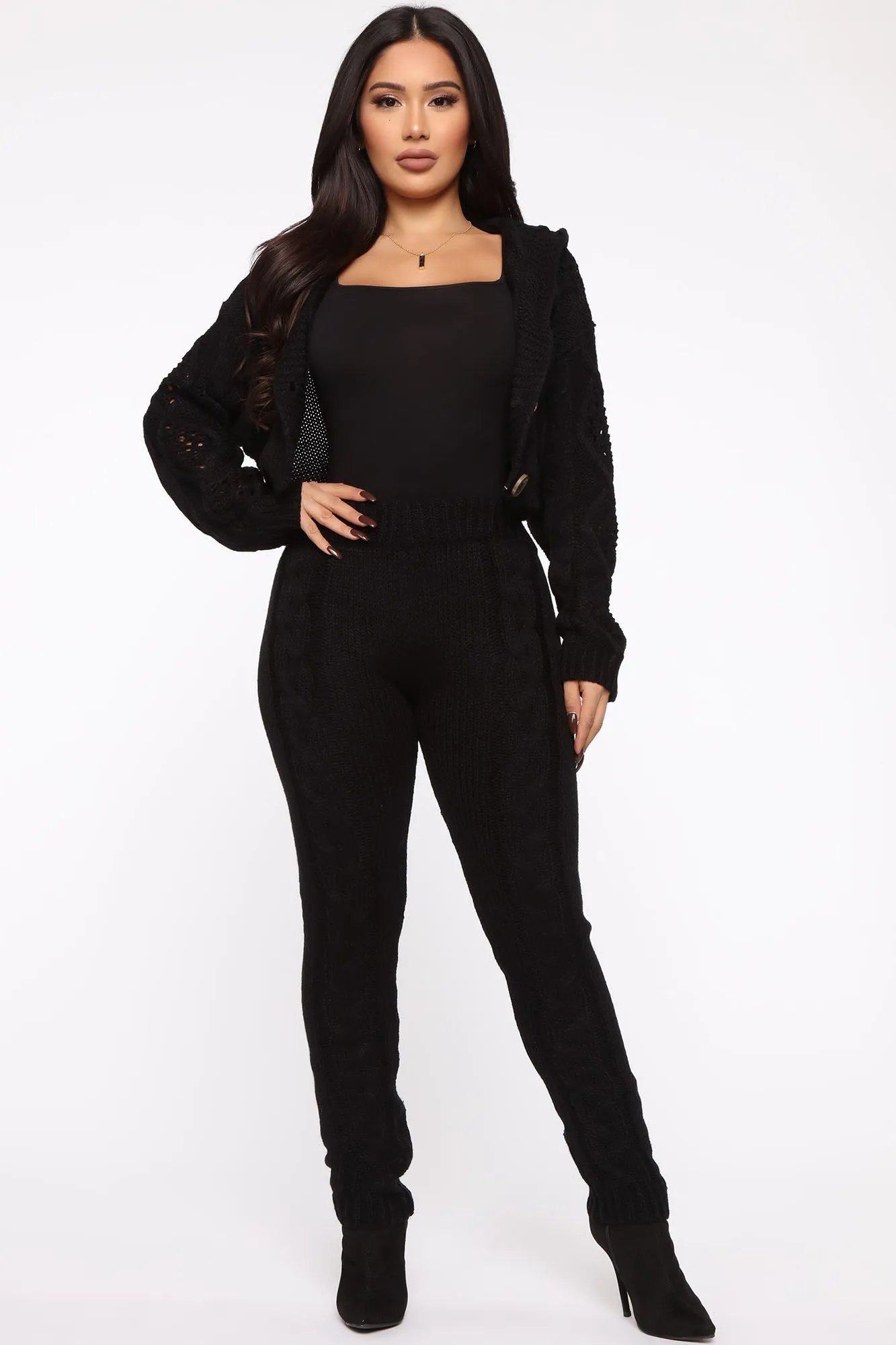 And There You Have Knit Pant Set - Black