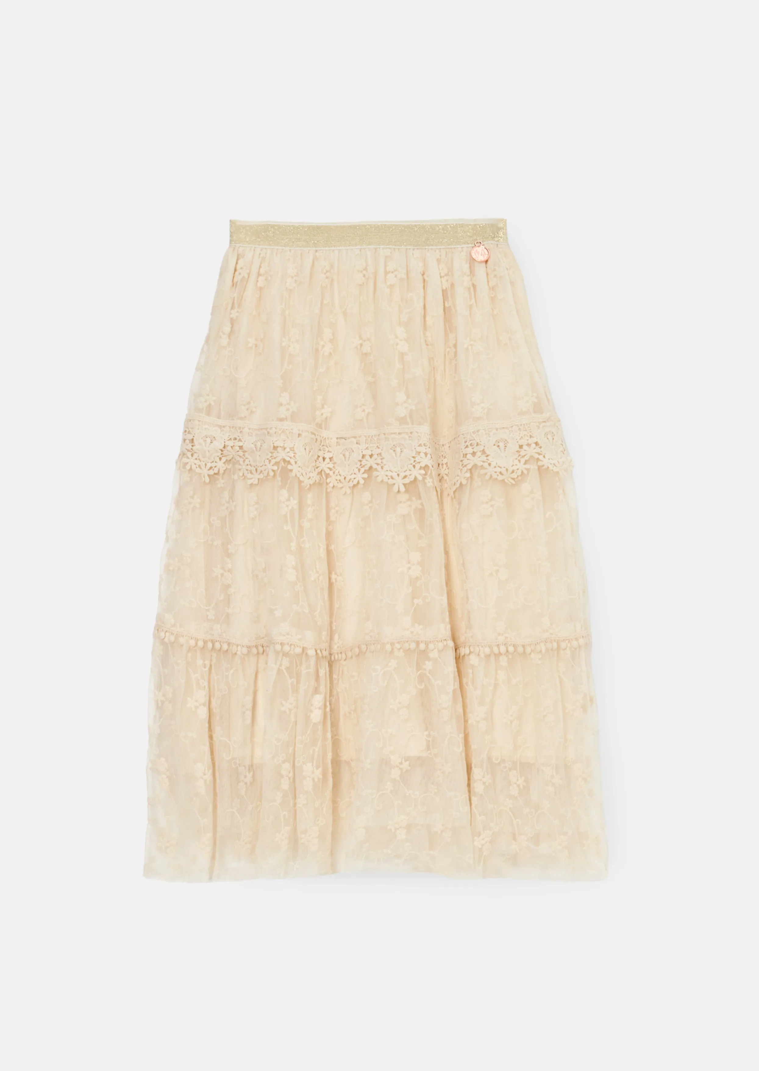 Anya Ivory Lace Mesh Midi Skirt