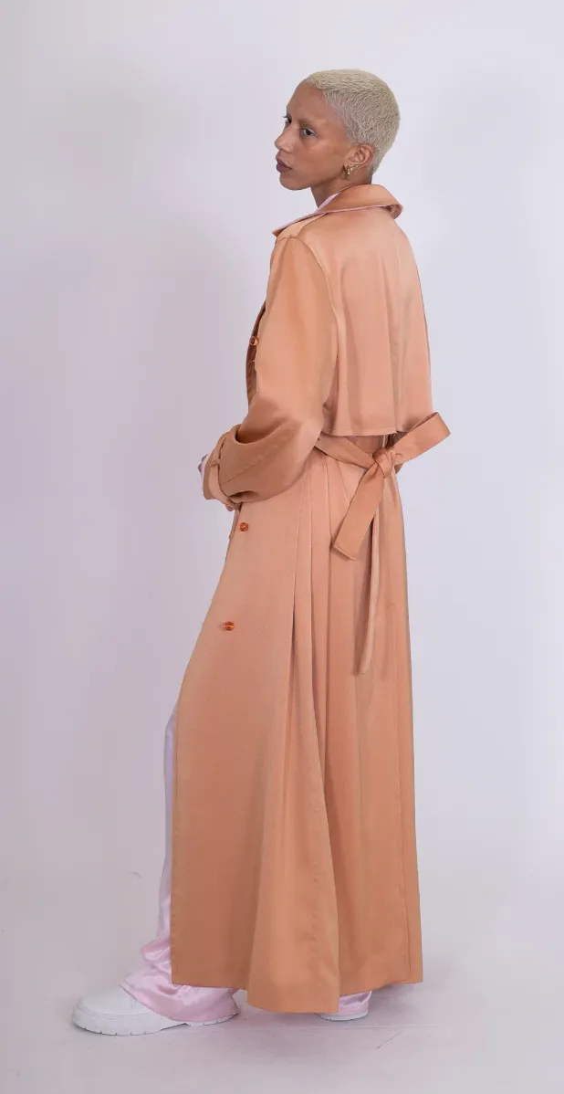 Apollo Shiny Trench Coat Peach