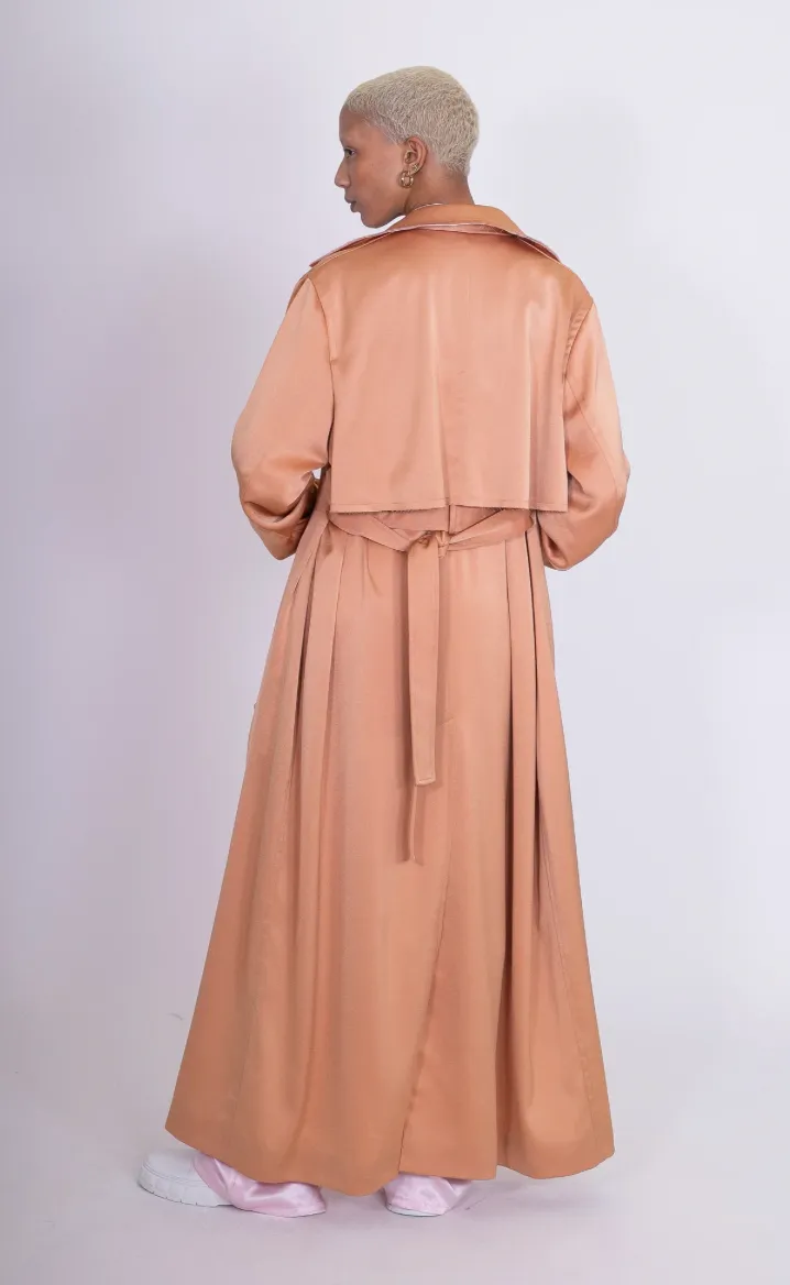 Apollo Shiny Trench Coat Peach