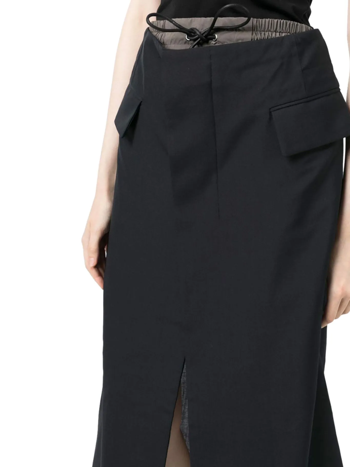 Asymmetric midi skirt