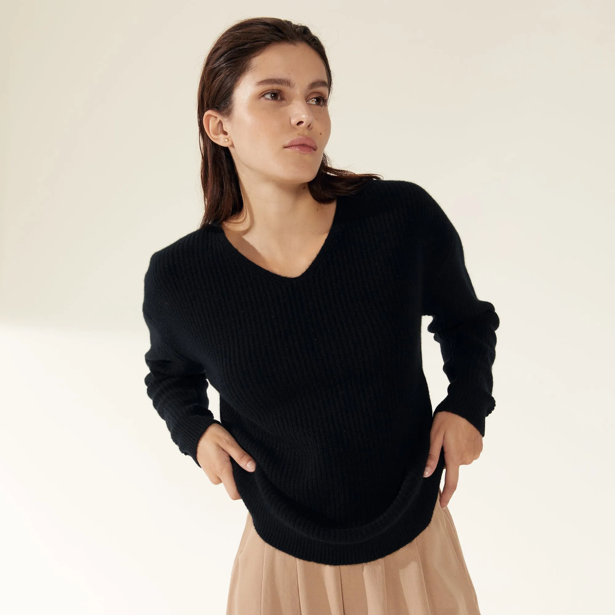 Avery Chunky Cashmere V-Neck