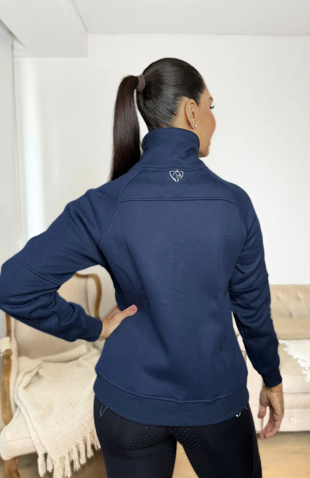 BARE Quarter Zip Teddy Sweater - Navy