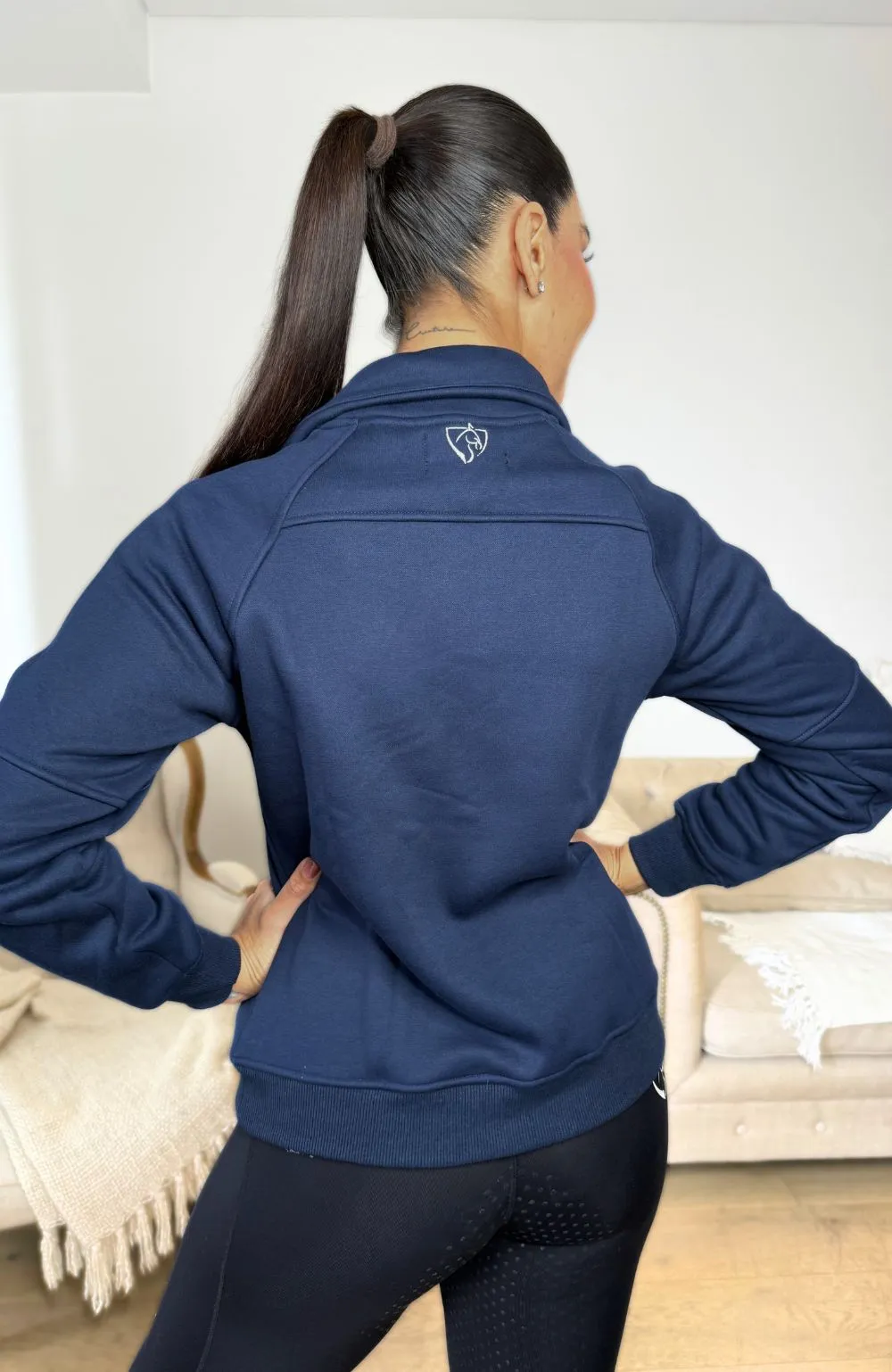 BARE Quarter Zip Teddy Sweater - Navy