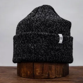 Beanie - Black Melange Ragg Wool