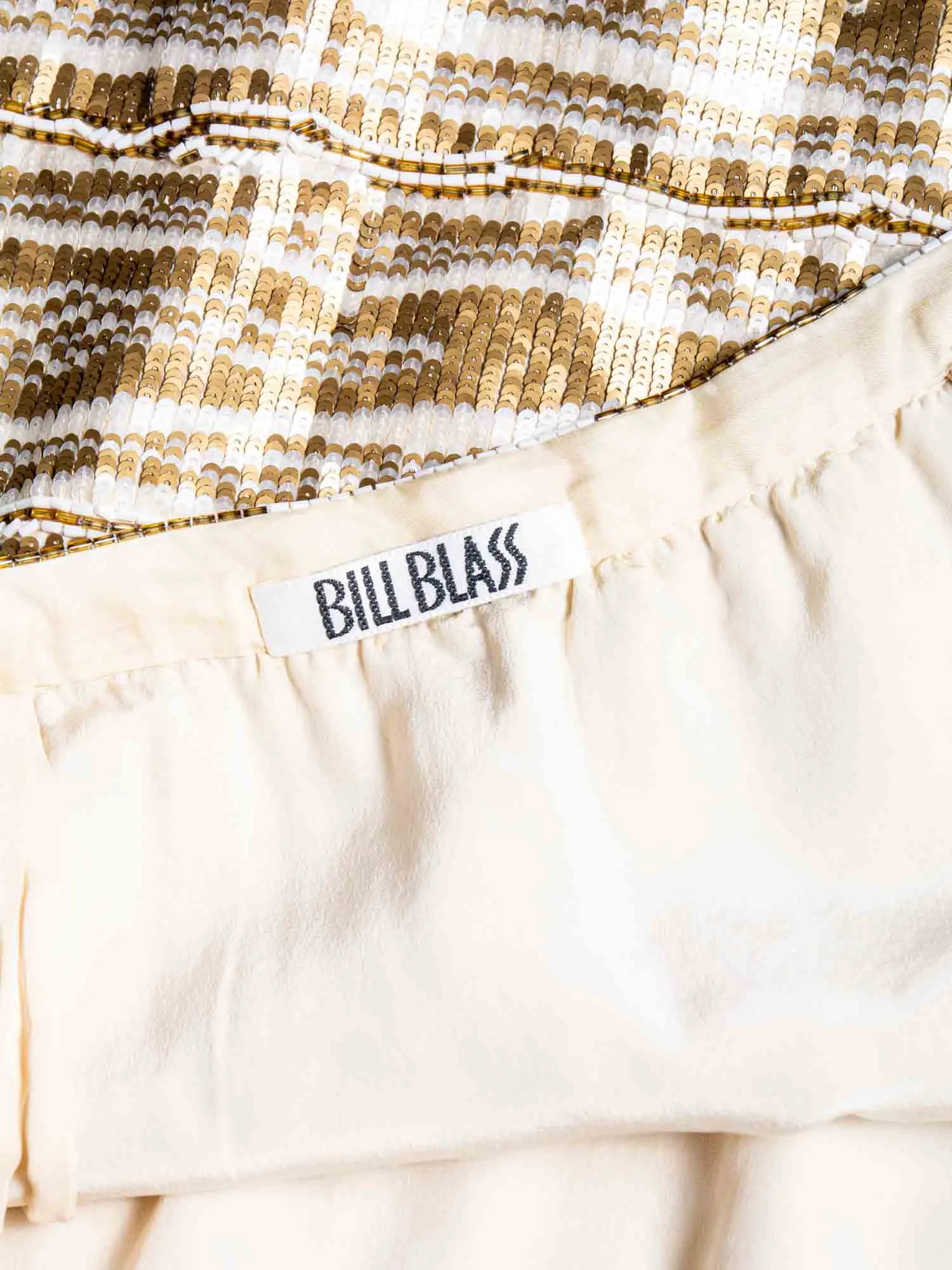 Bill Blass Sequin Hand Made Midi Skirt Gold