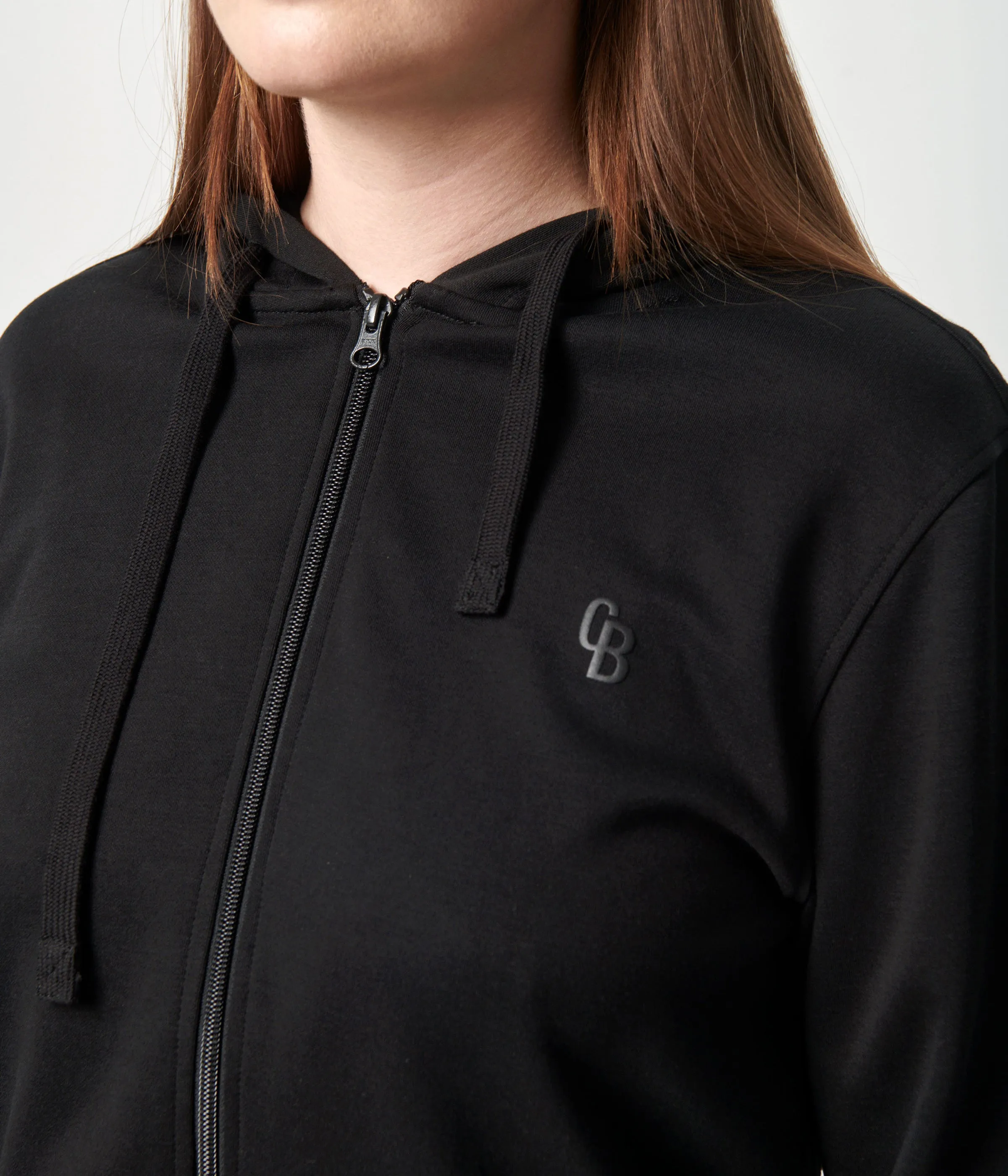 Black bamboo zip up hoodie track suit