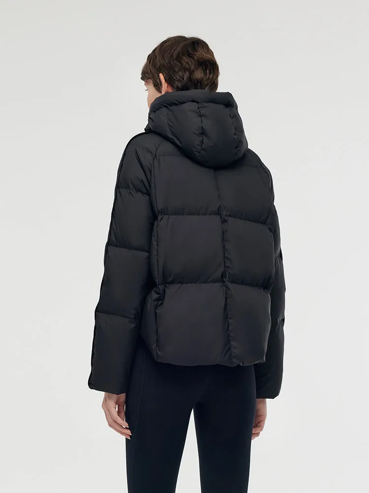 Black Hooded Goose Down Jacket