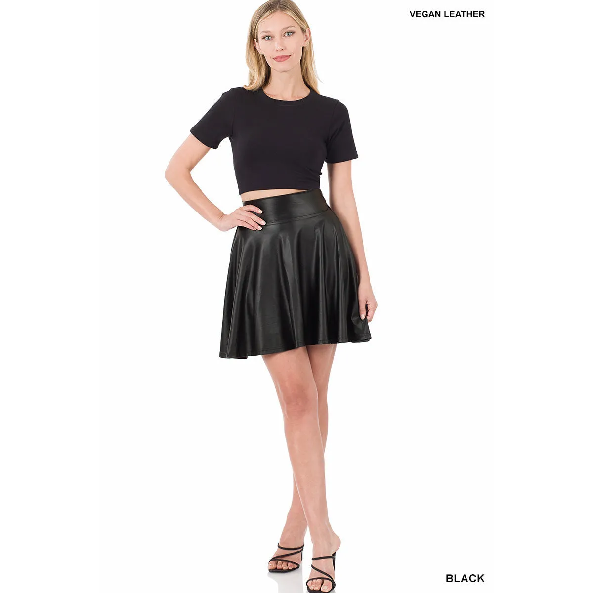 BLACK •LEATHER SKIRT•