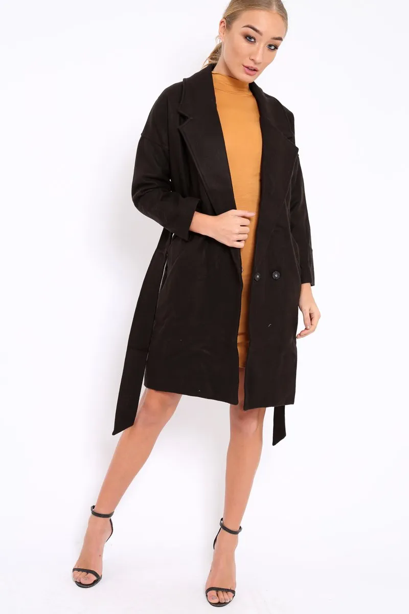 Black Long Duster Coat - Nina