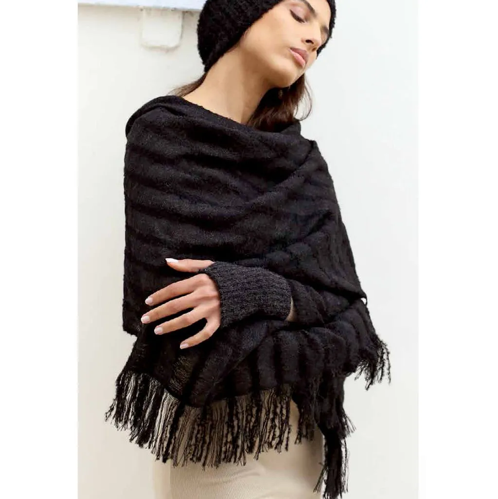 Black Loop Knit Alpaca Scarf by SLATE   SALT