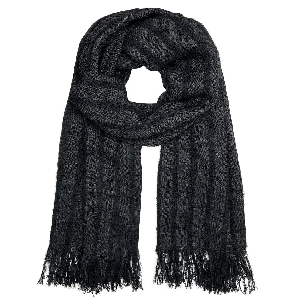 Black Loop Knit Alpaca Scarf by SLATE   SALT