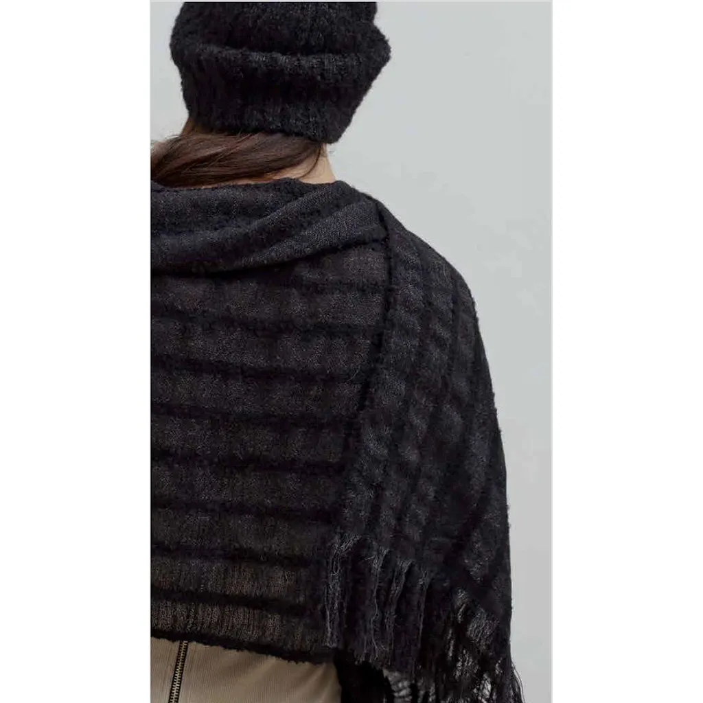 Black Loop Knit Alpaca Scarf by SLATE   SALT