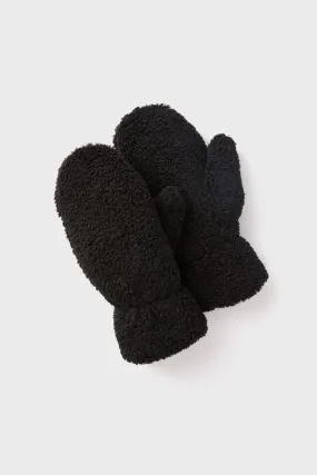 Black Sherpa Teddy Mittens