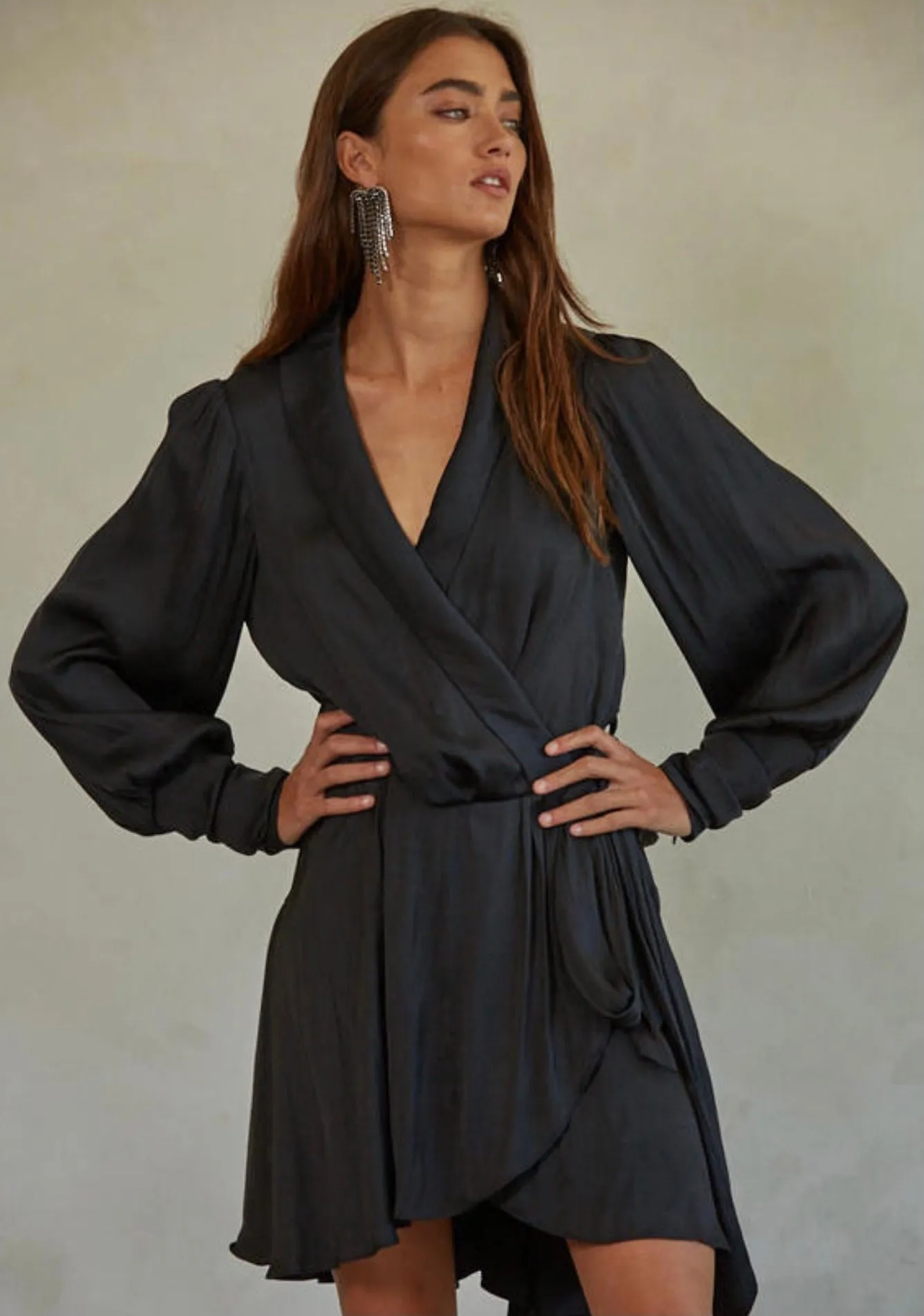 Black Silk Wrap Dress