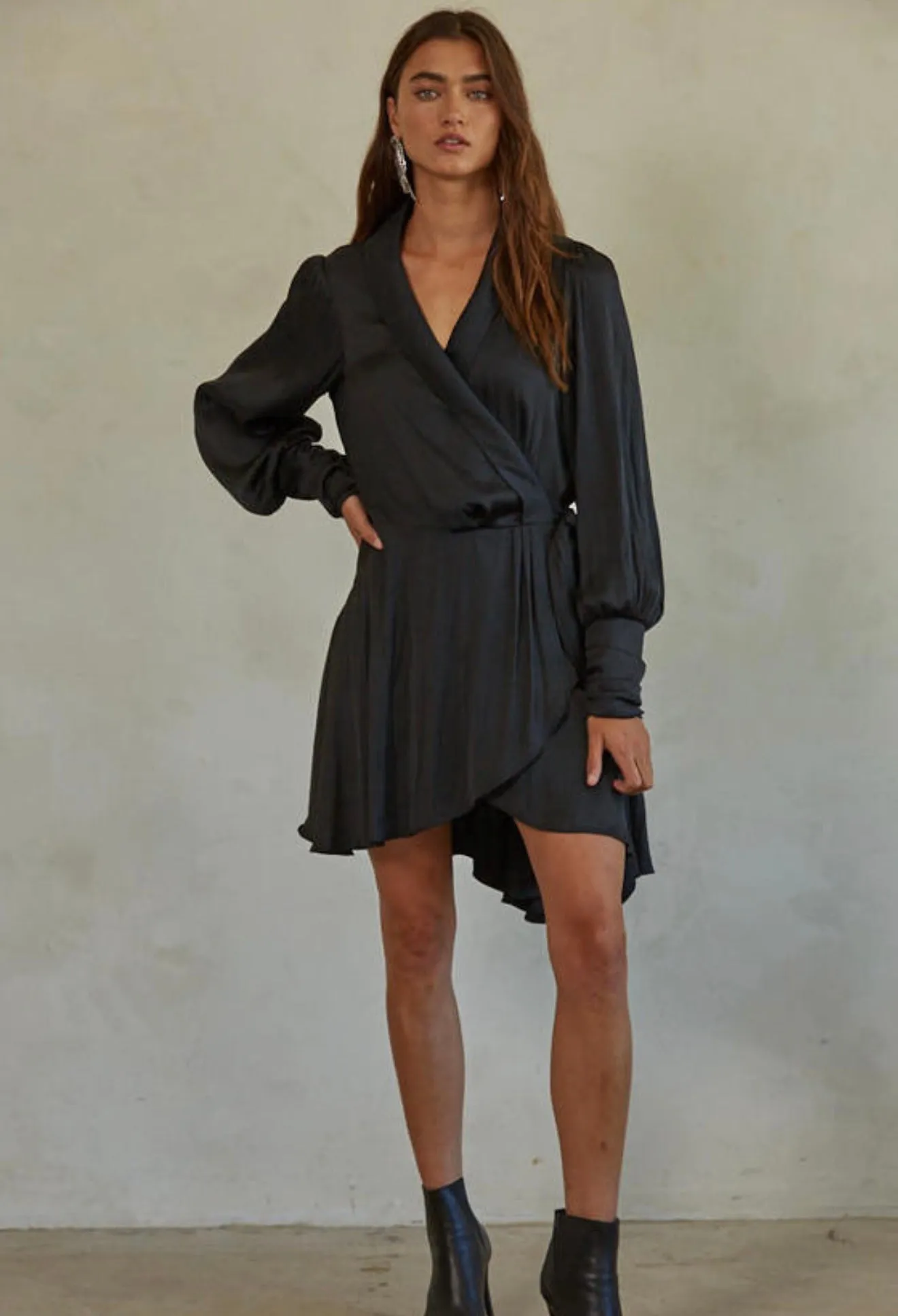 Black Silk Wrap Dress