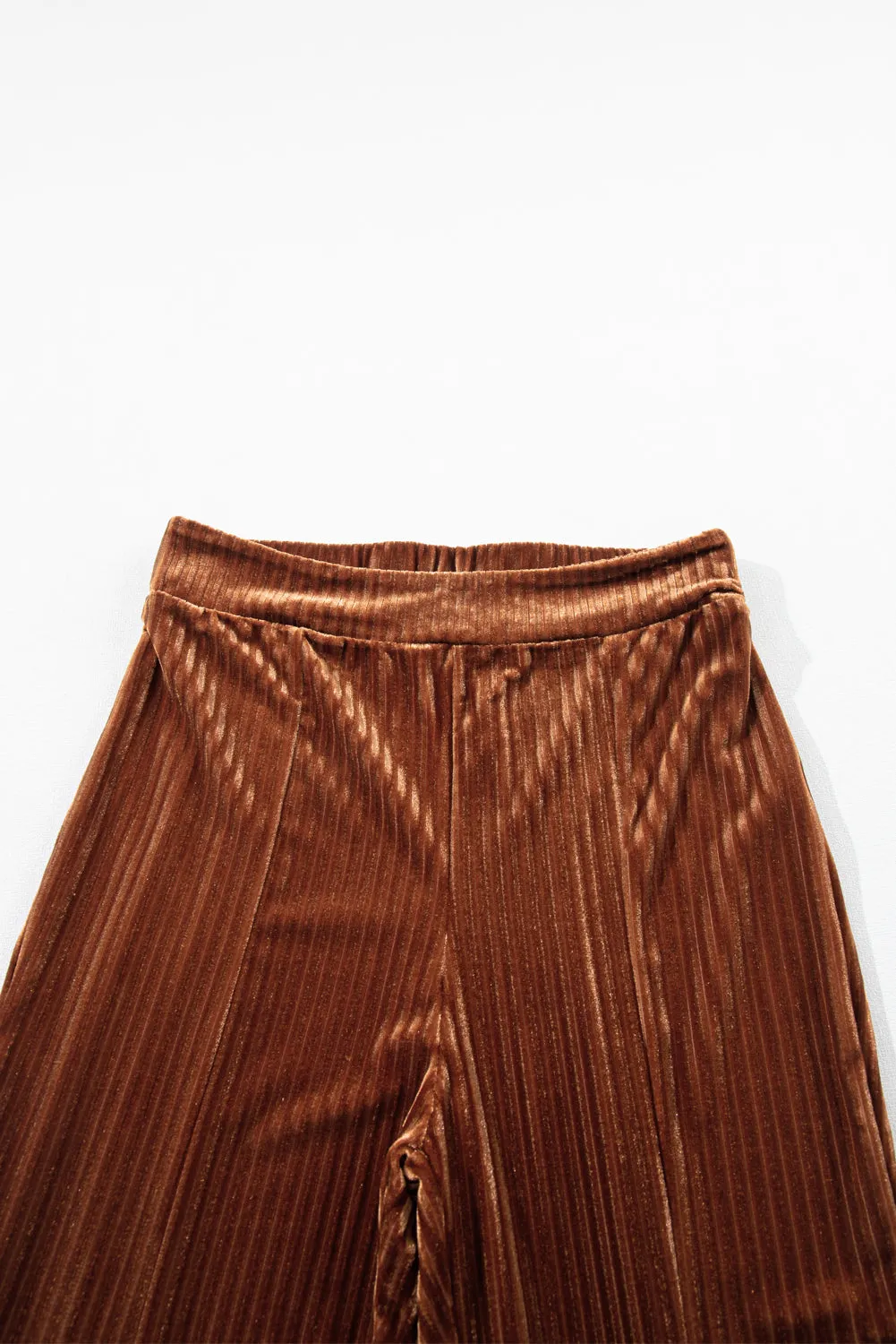 Black Solid Color High Waist Corduroy Flare Pants