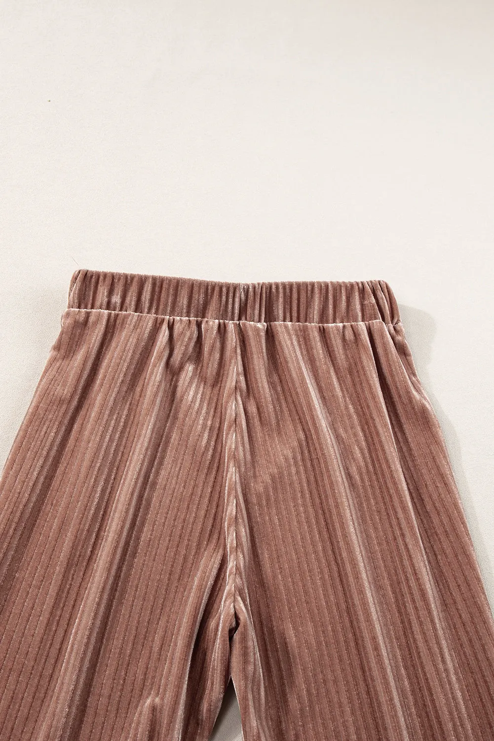 Black Solid Color High Waist Corduroy Flare Pants