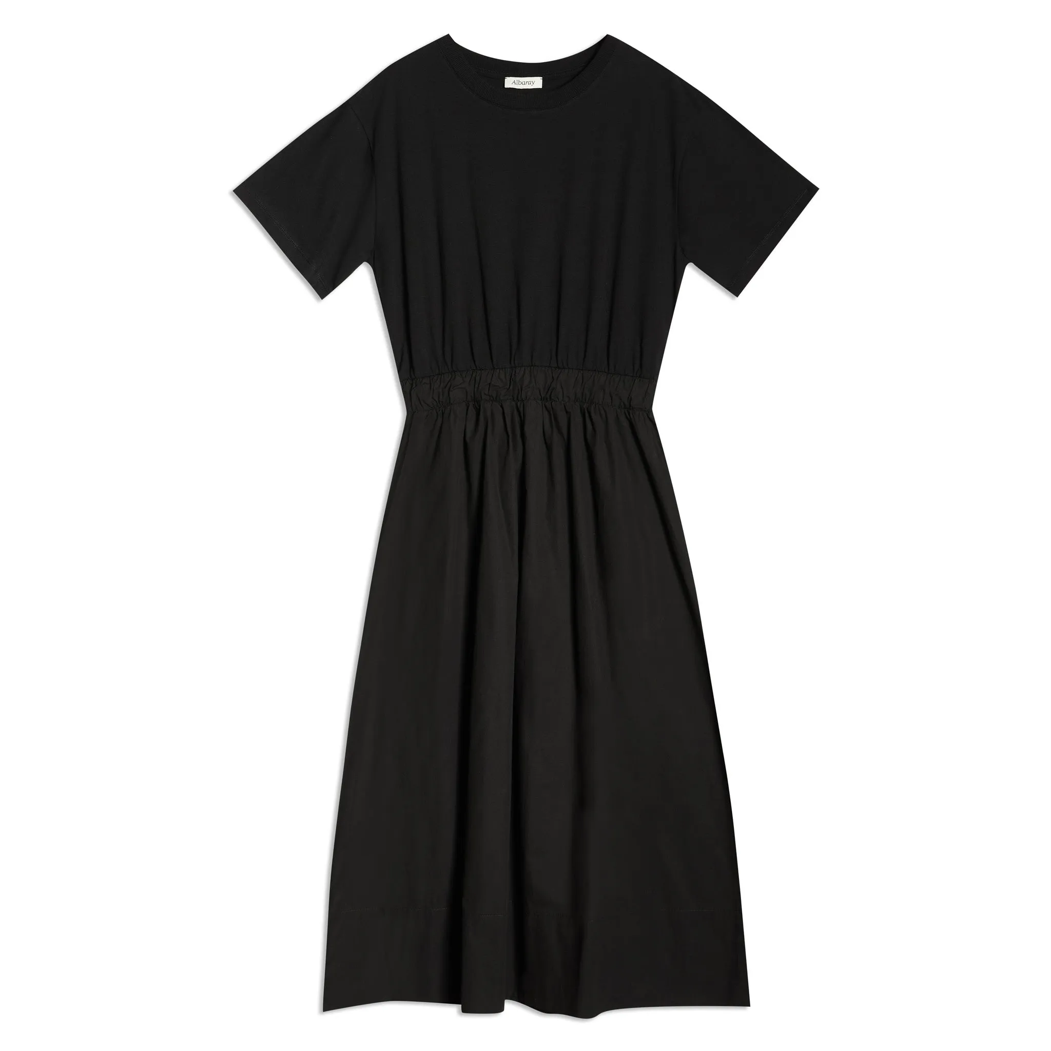 Black Woven Mix T Shirt Dress