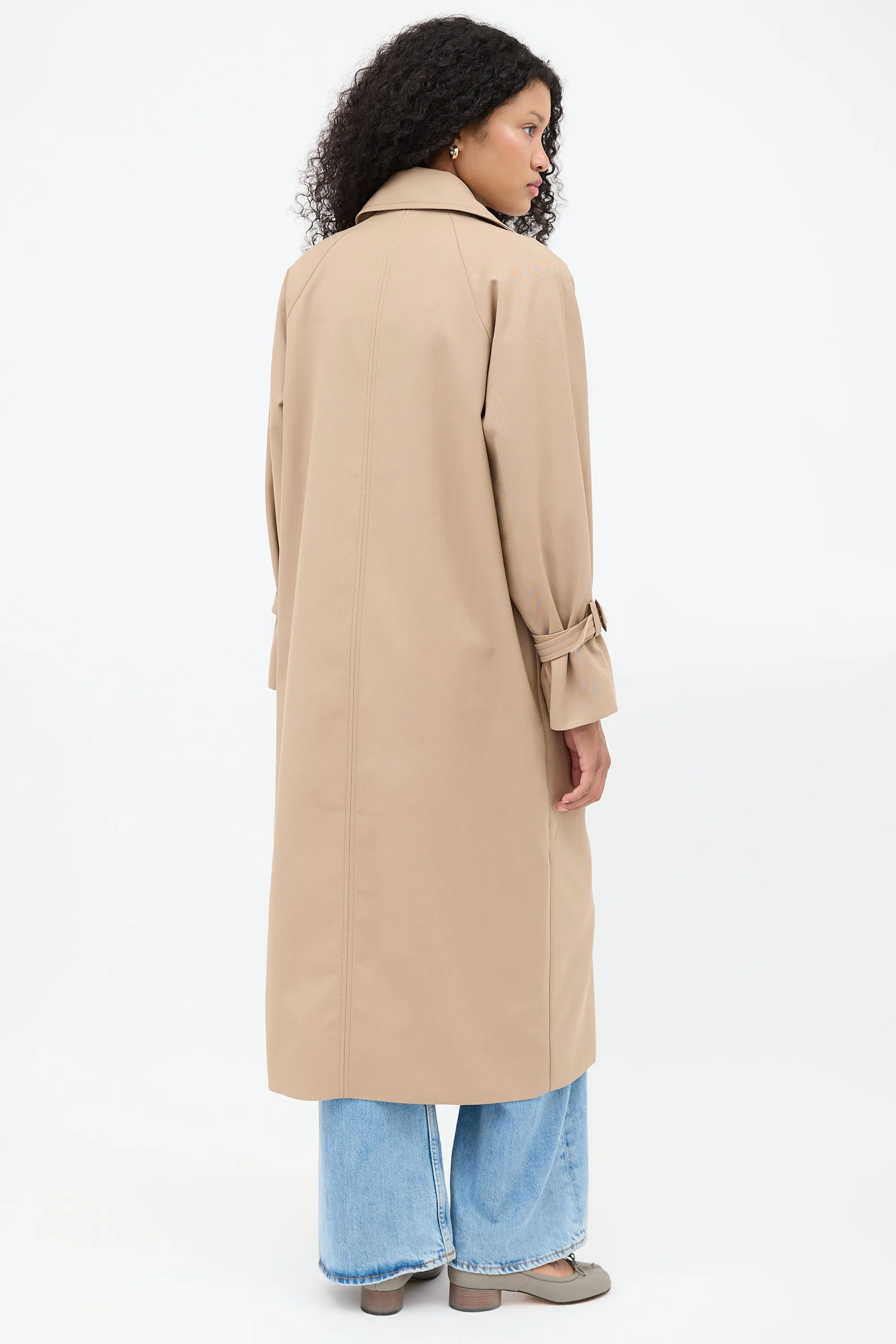 Brown Double Breasted Oversized Pisa Trench Coat