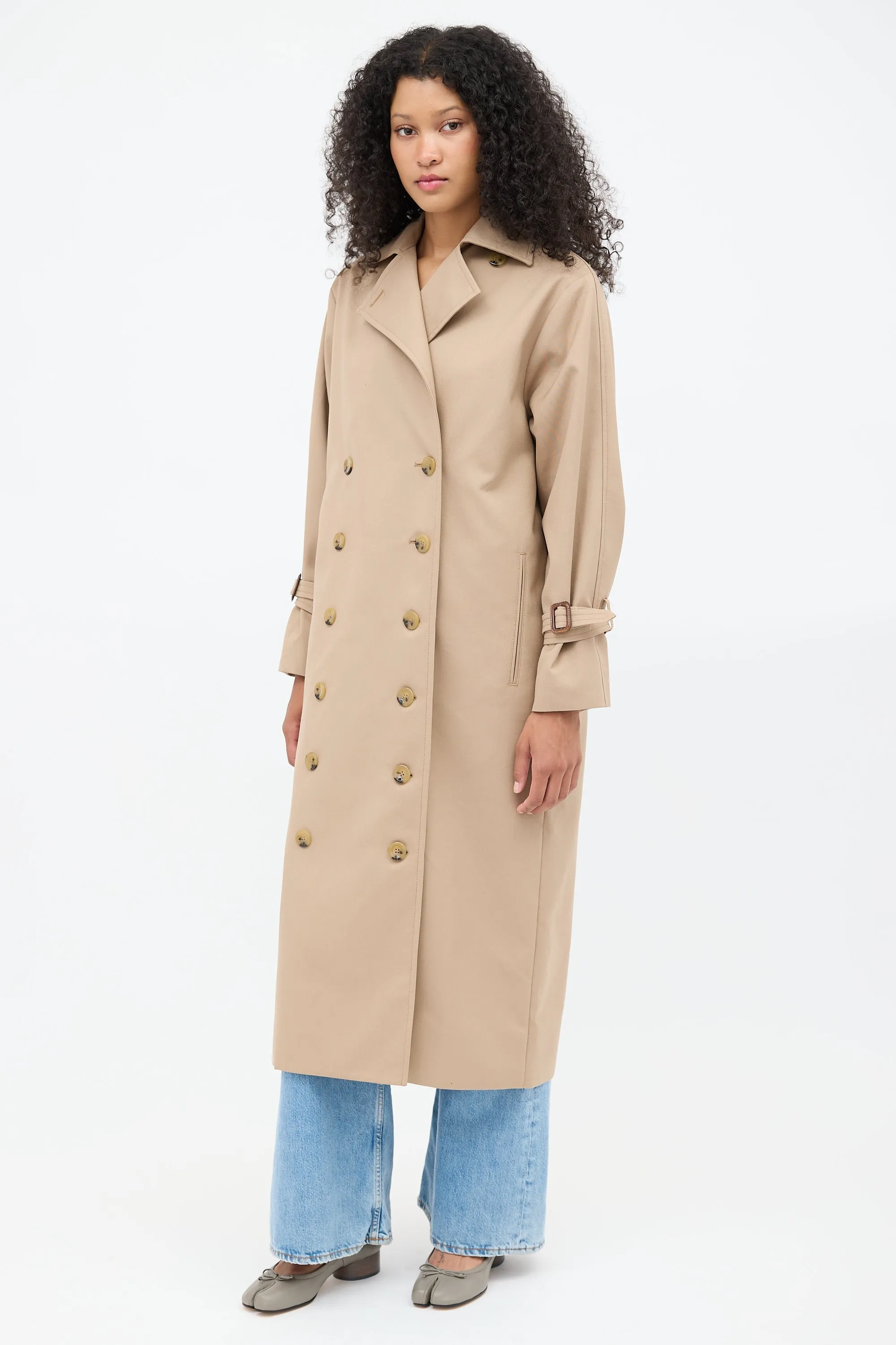 Brown Double Breasted Oversized Pisa Trench Coat