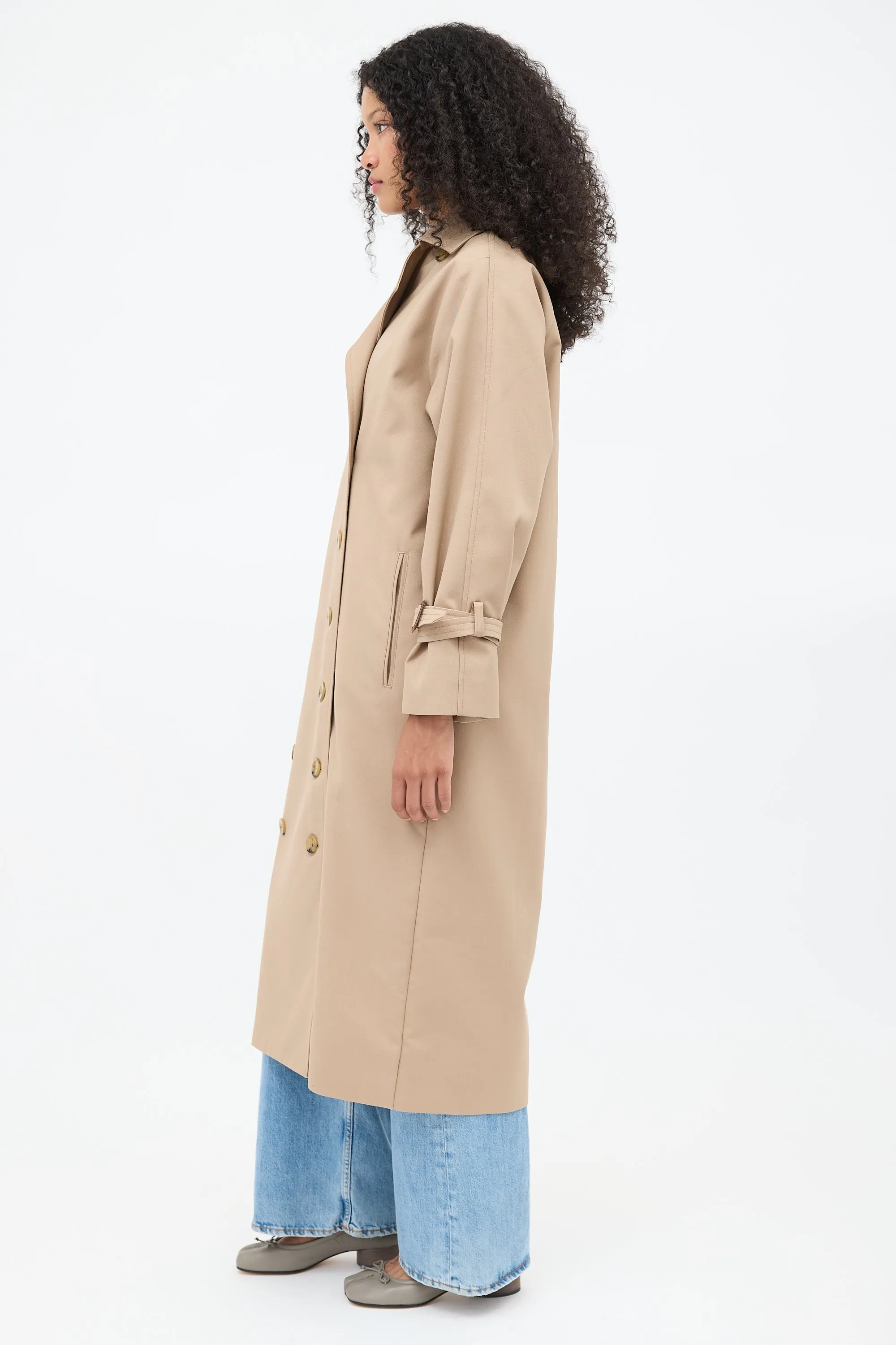 Brown Double Breasted Oversized Pisa Trench Coat