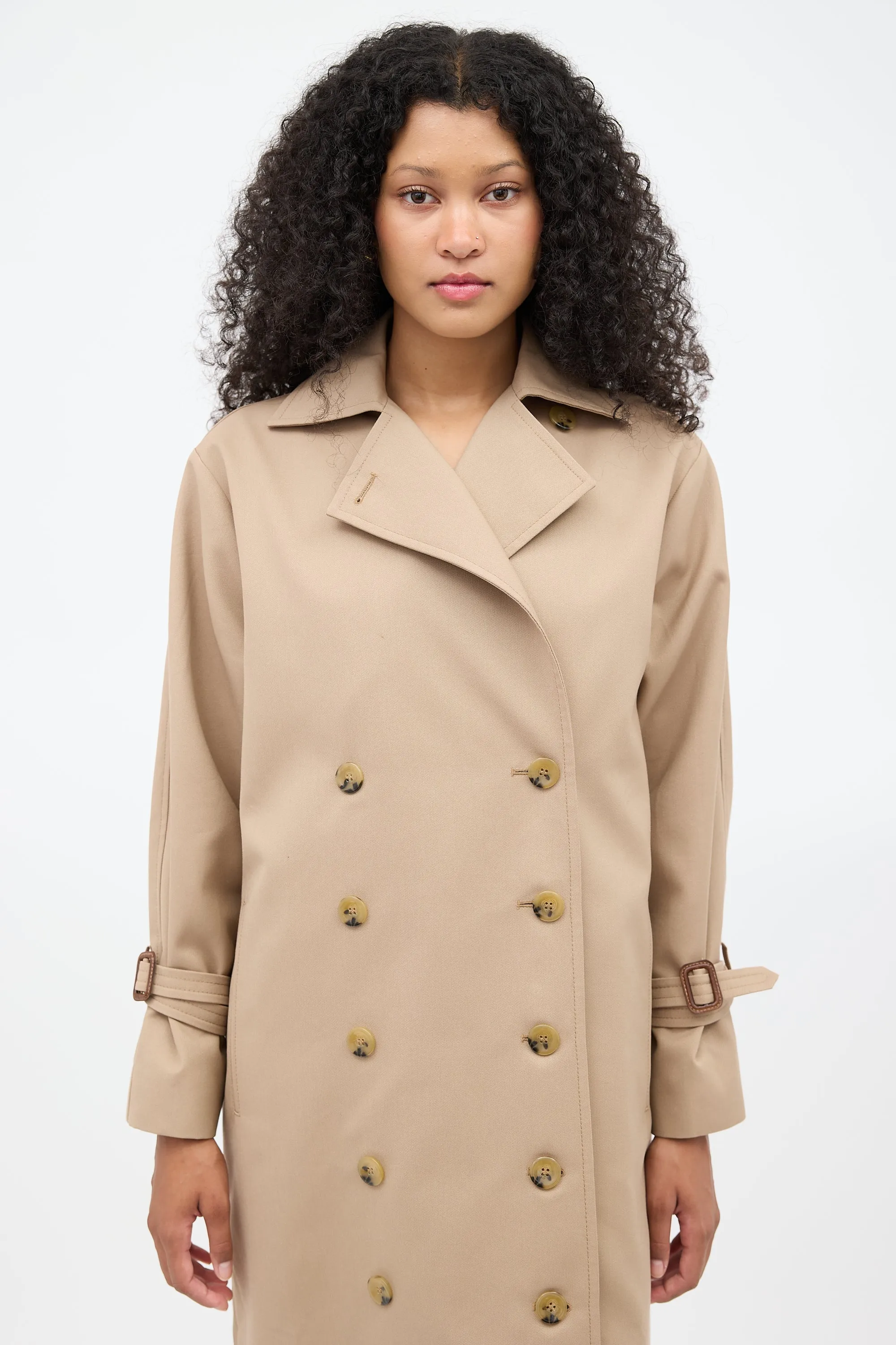 Brown Double Breasted Oversized Pisa Trench Coat