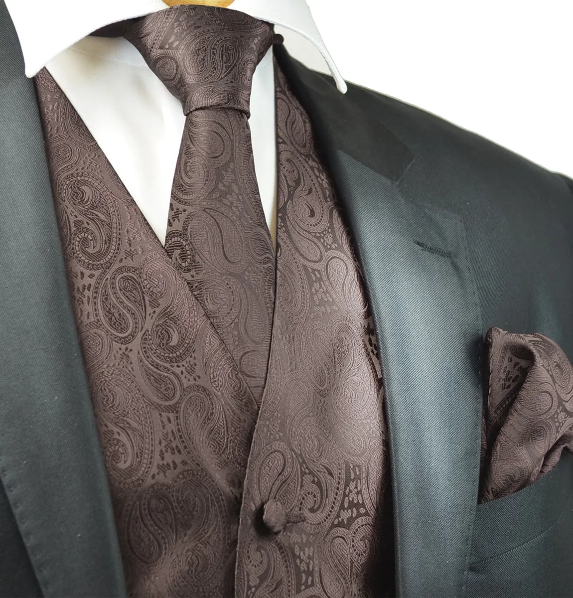 Brown Paisley Tuxedo Vest Set