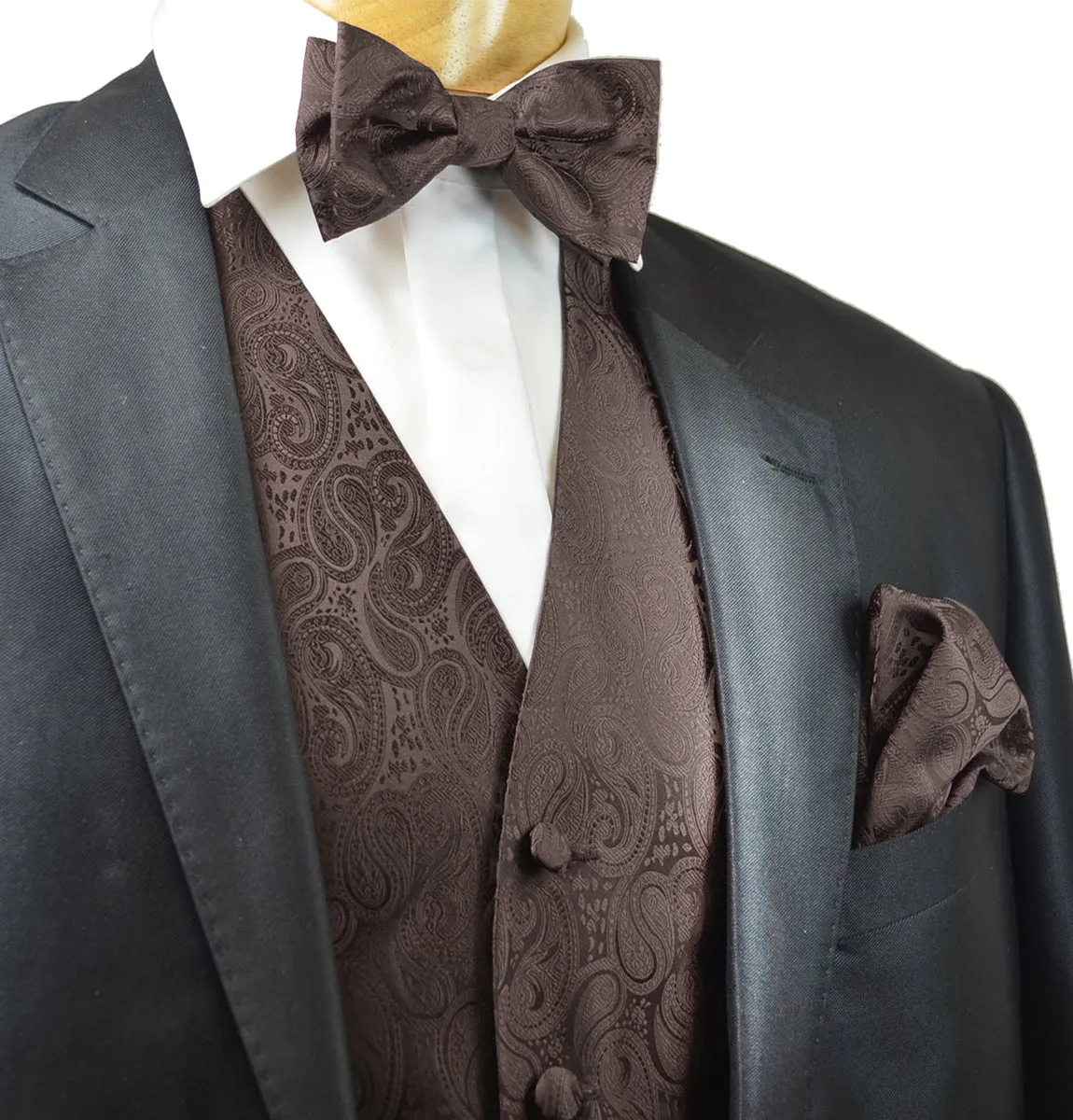 Brown Paisley Tuxedo Vest Set