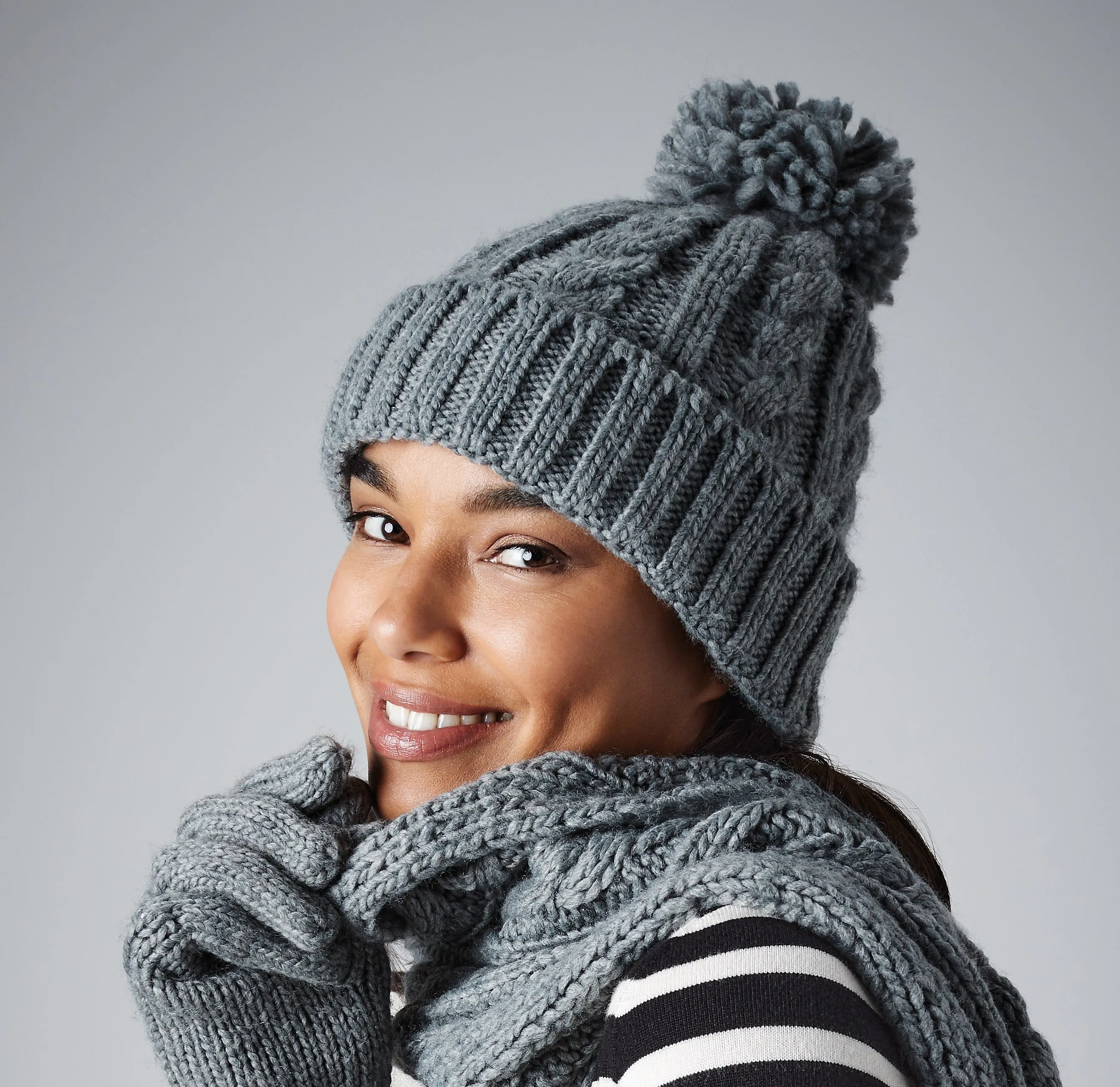 Cable Knit Melange Beanie | OATMEAL