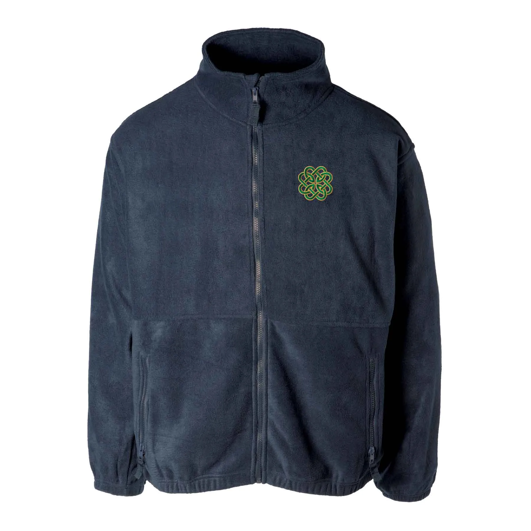 Celtic Clover Knot Embroidered Personalized Fleece Full Zip- Navy