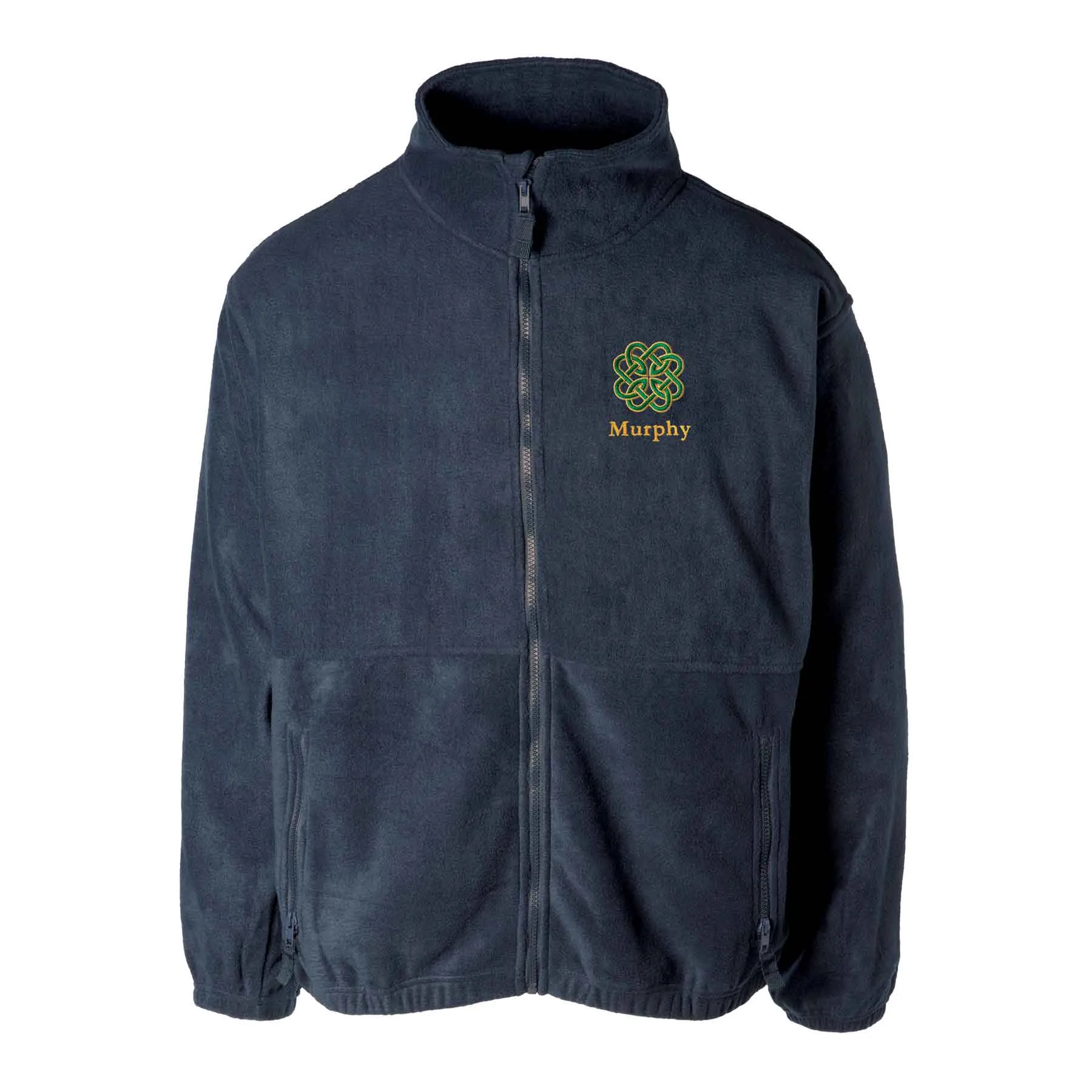 Celtic Clover Knot Embroidered Personalized Fleece Full Zip- Navy