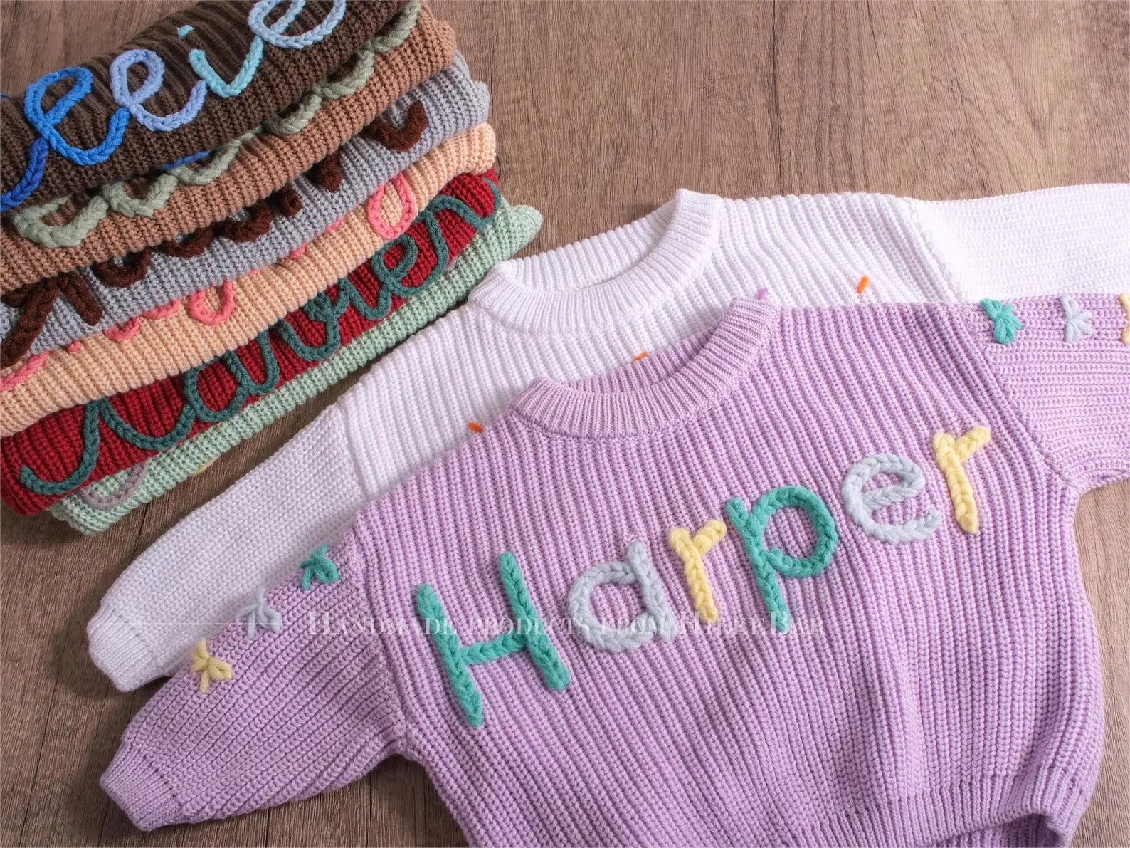 Cherished Custom Baby Sweaters, Baby Shower Gift, Personalized Toddler Knit Sweater KS04